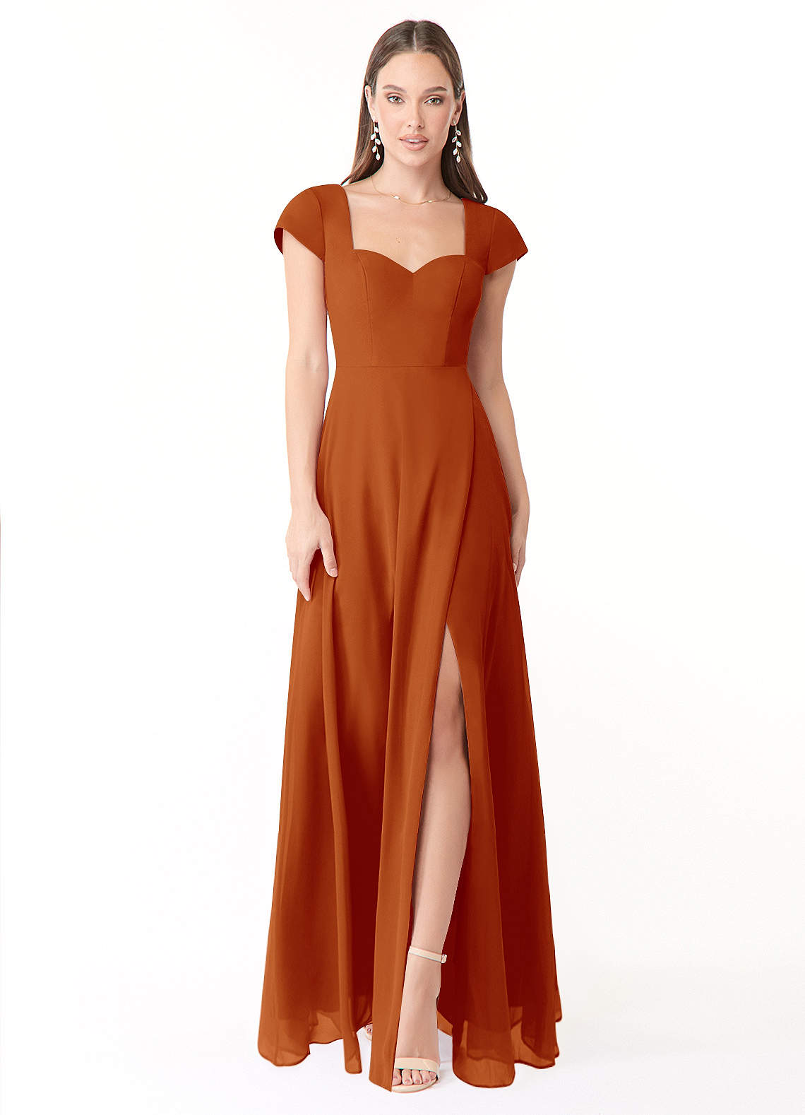 Azazie Hainsly At-home Try On Dresses Agave A-Line Sweetheart Neckline Chiffon Dress image1