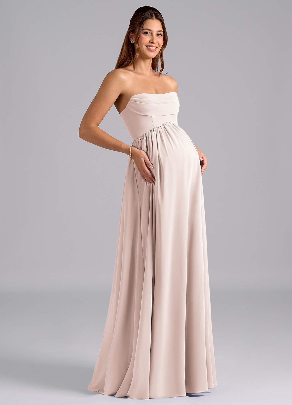 Azazie Saige Maternity Bridesmaid Dresses A-Line Pleated Chiffon Floor-Length Dress image7