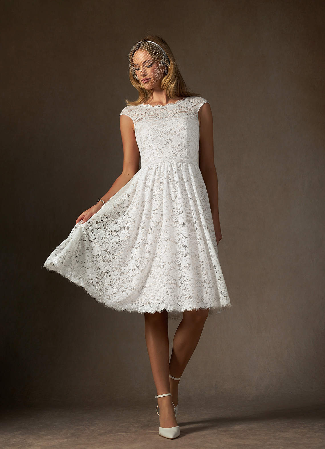 Azazie Ginnie Wedding Dresses Diamond White A-Line Lace Dress image5