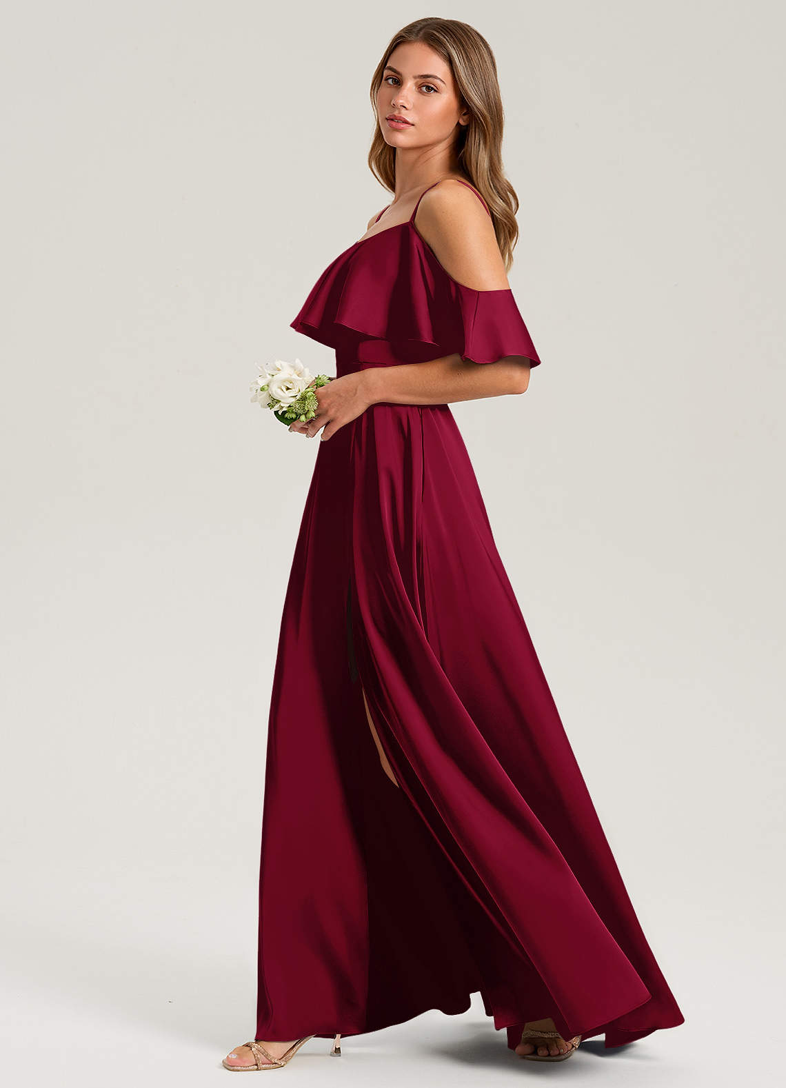 burgundy jean dress Azazie Jean Burgundy Stretch Satin Bridesmaid Dresses