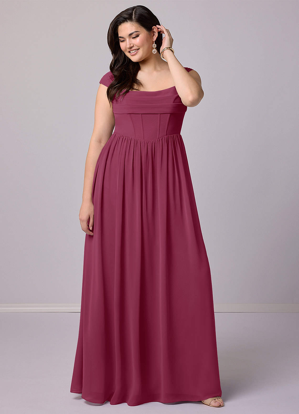 Barbie ♥ Azazie Bridesmaid Dresses Mulberry A-Line Corset Chiffon Dress image1