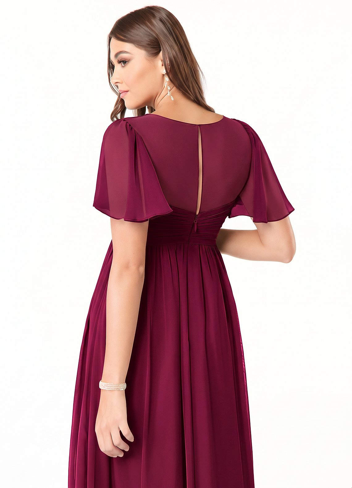 Azazie Verna Maternity Bridesmaid Dresses A-Line V-Neck Ruched Chiffon Floor-Length Dress image5