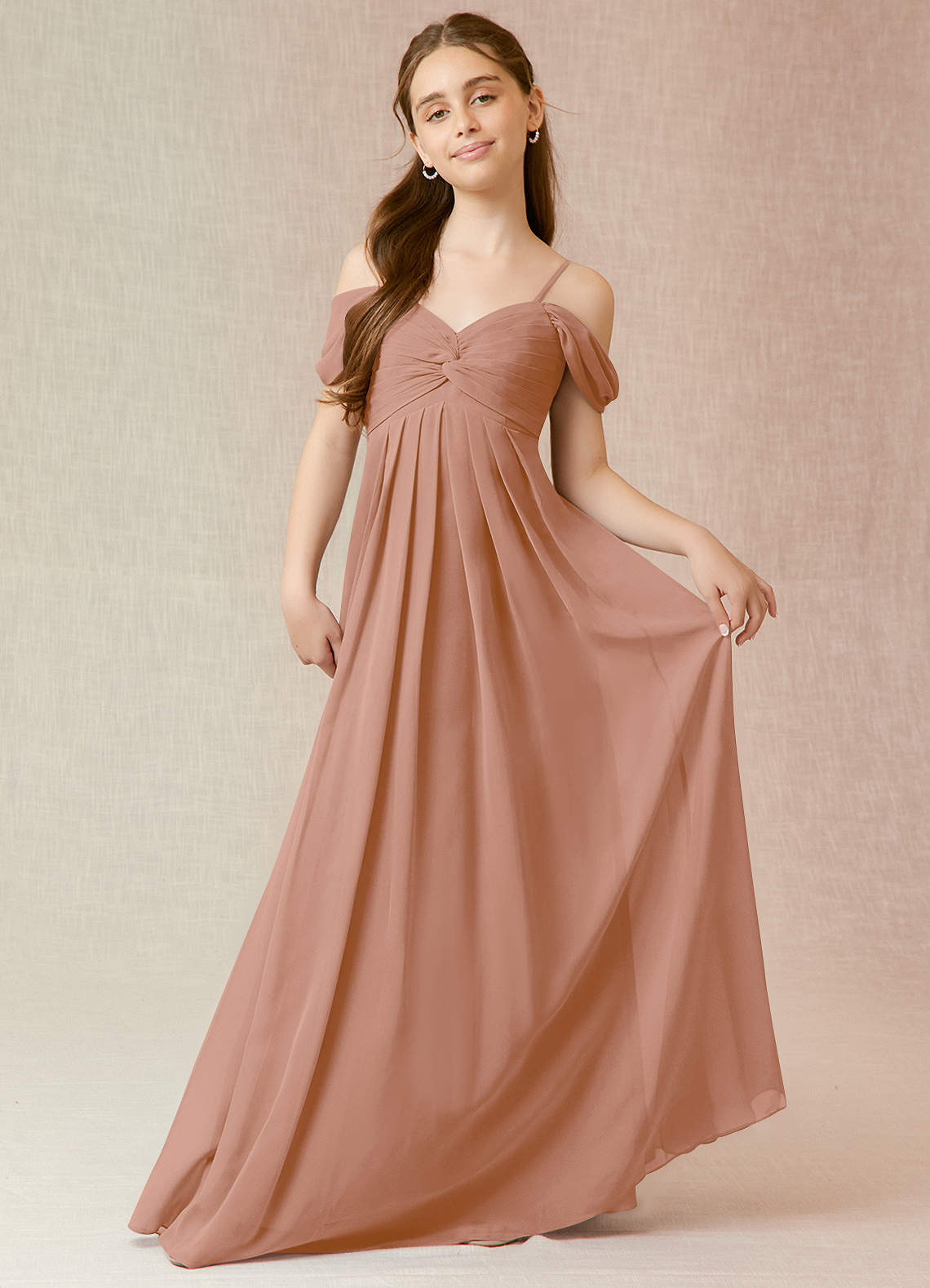 Azazie Kaitlynn Junior Bridesmaid Dress in Champagne Rose | Azazie