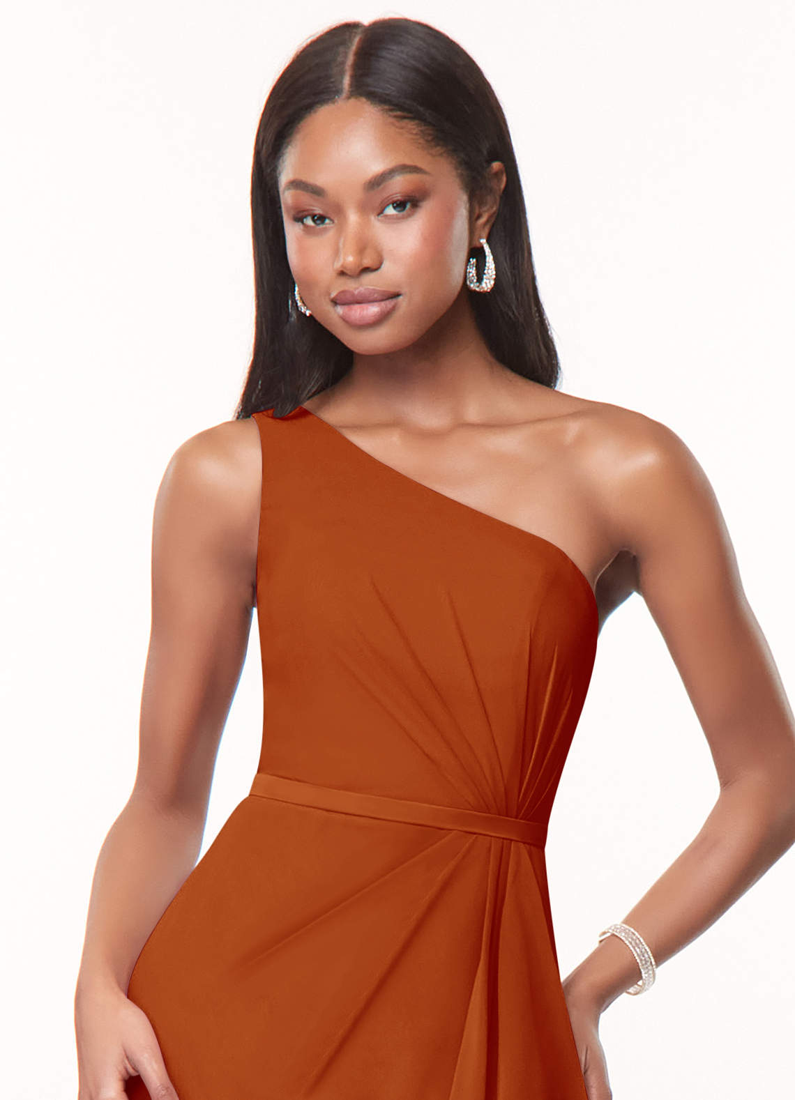 Azazie Liza Ready to Ship Paprika Chiffon Bridesmaid Dresses | Azazie