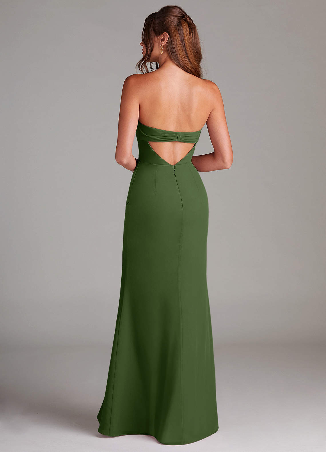 Azazie Leonis Vestidos de madrinha de casamento Vestir Oliva de Chiffon de Bainha com Sem alças image4