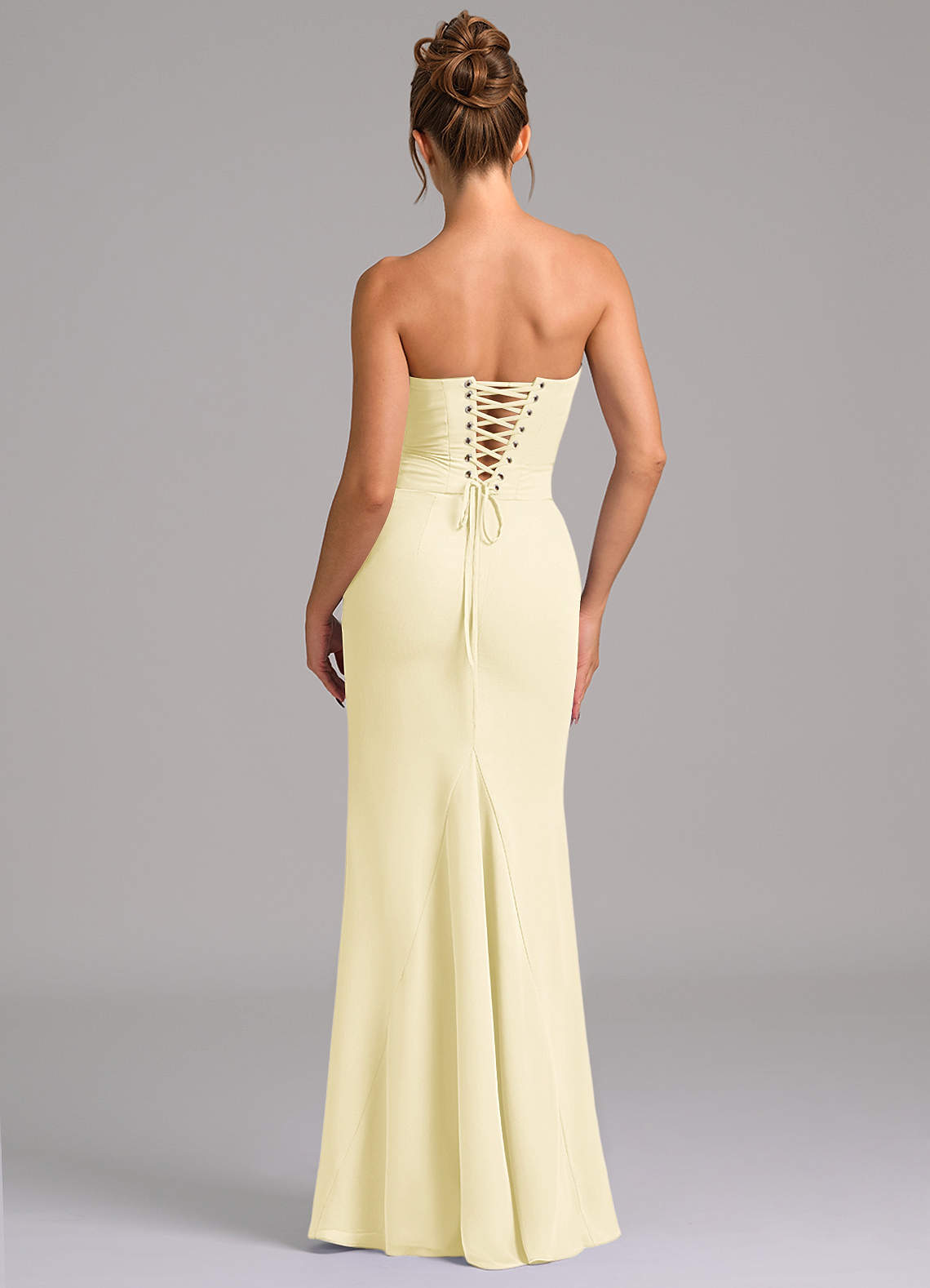 Azazie Sorrel Robes de demoiselle d'honneur Robe Sirène en Mousseline de soie Corset Sorbet Citron image1