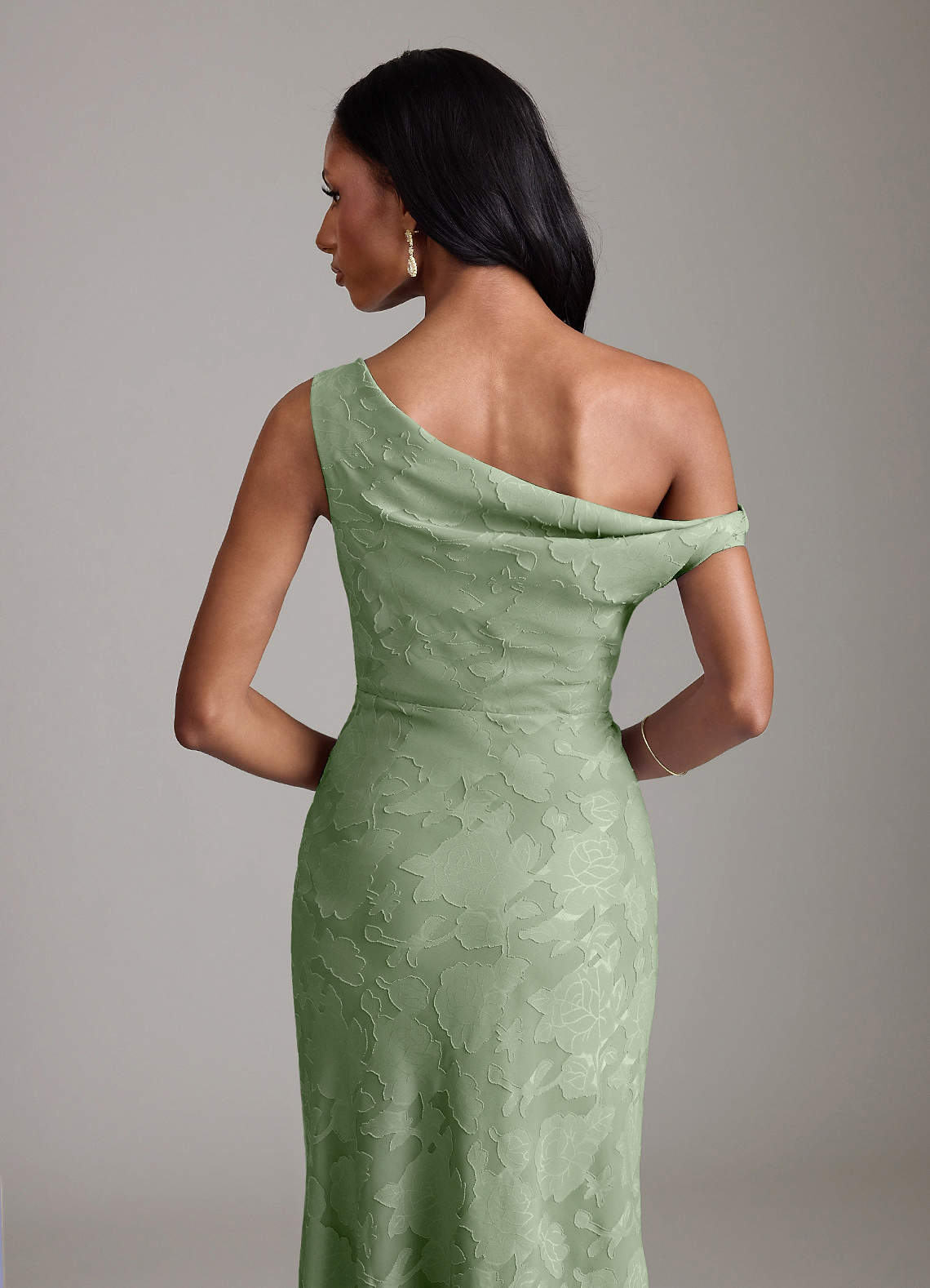 Azazie Emerson Bridesmaid Dresses Dusty Sage Mermaid Off the Shoulder Floral Burnout Dress image6