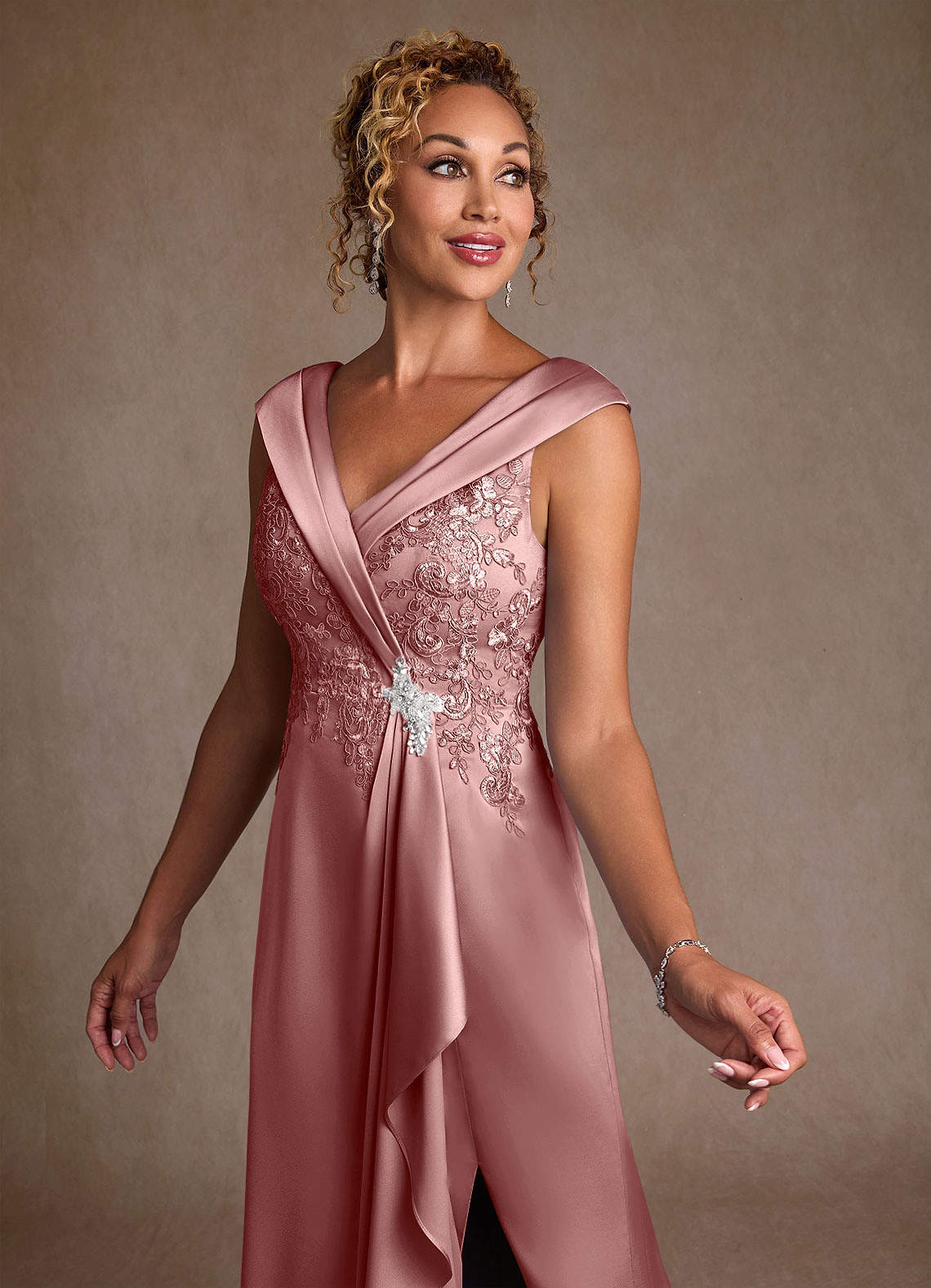 Azazie Santa Monica Dusty Rose A-Line Lace Dress | Azazie