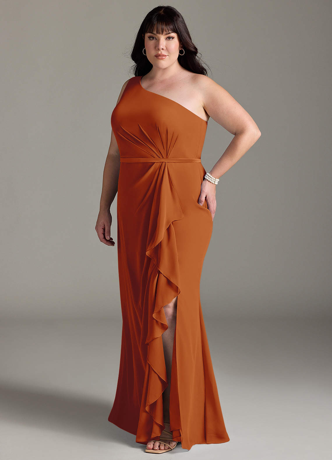 Azazie Liza Ready to Ship Paprika Chiffon Bridesmaid Dresses | Azazie