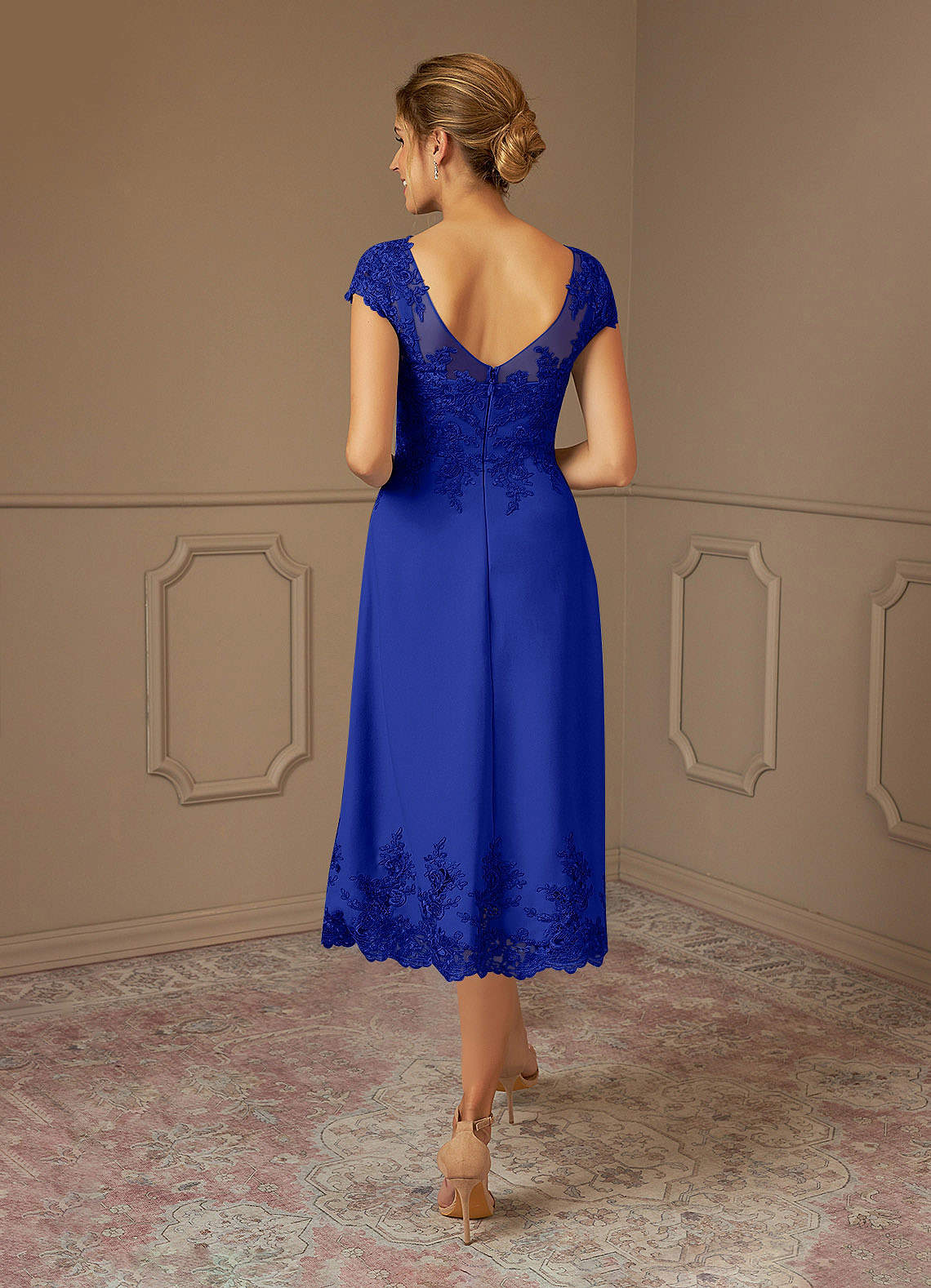 Azazie Terrano Mother of the Bride Dresses Royal Blue A-Line Scoop Lace Dress image2