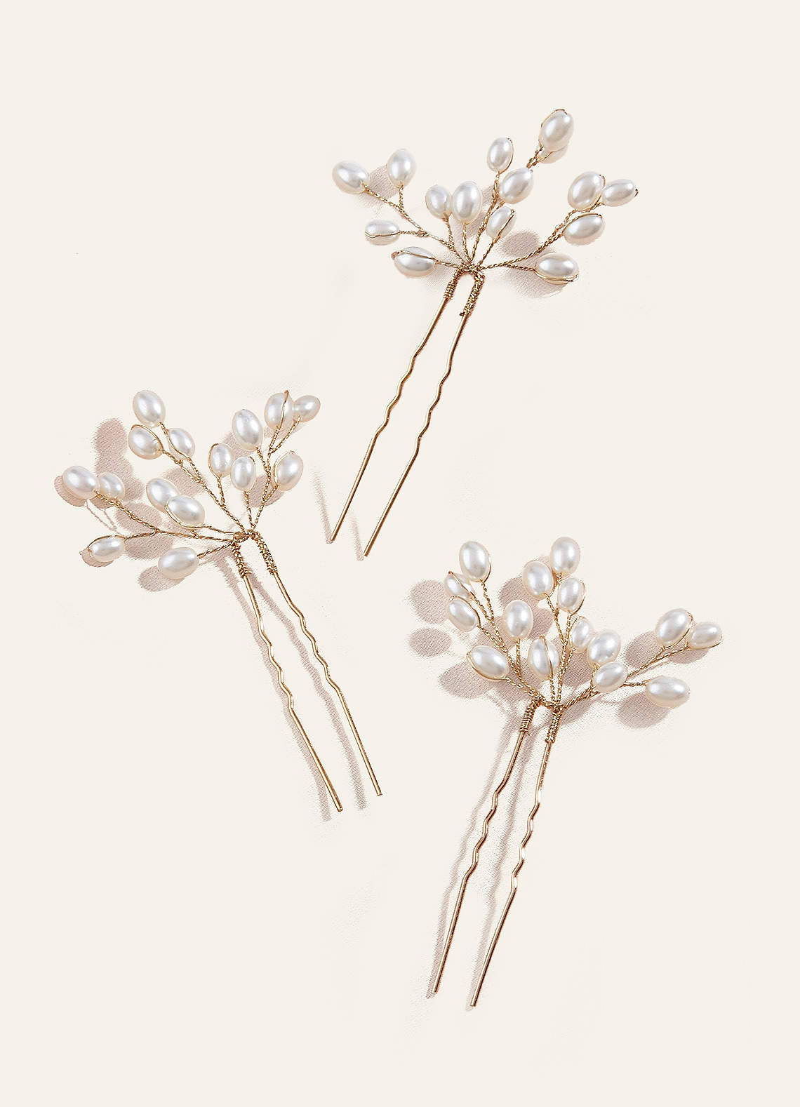 front Pearl Beaded Hairpin Set