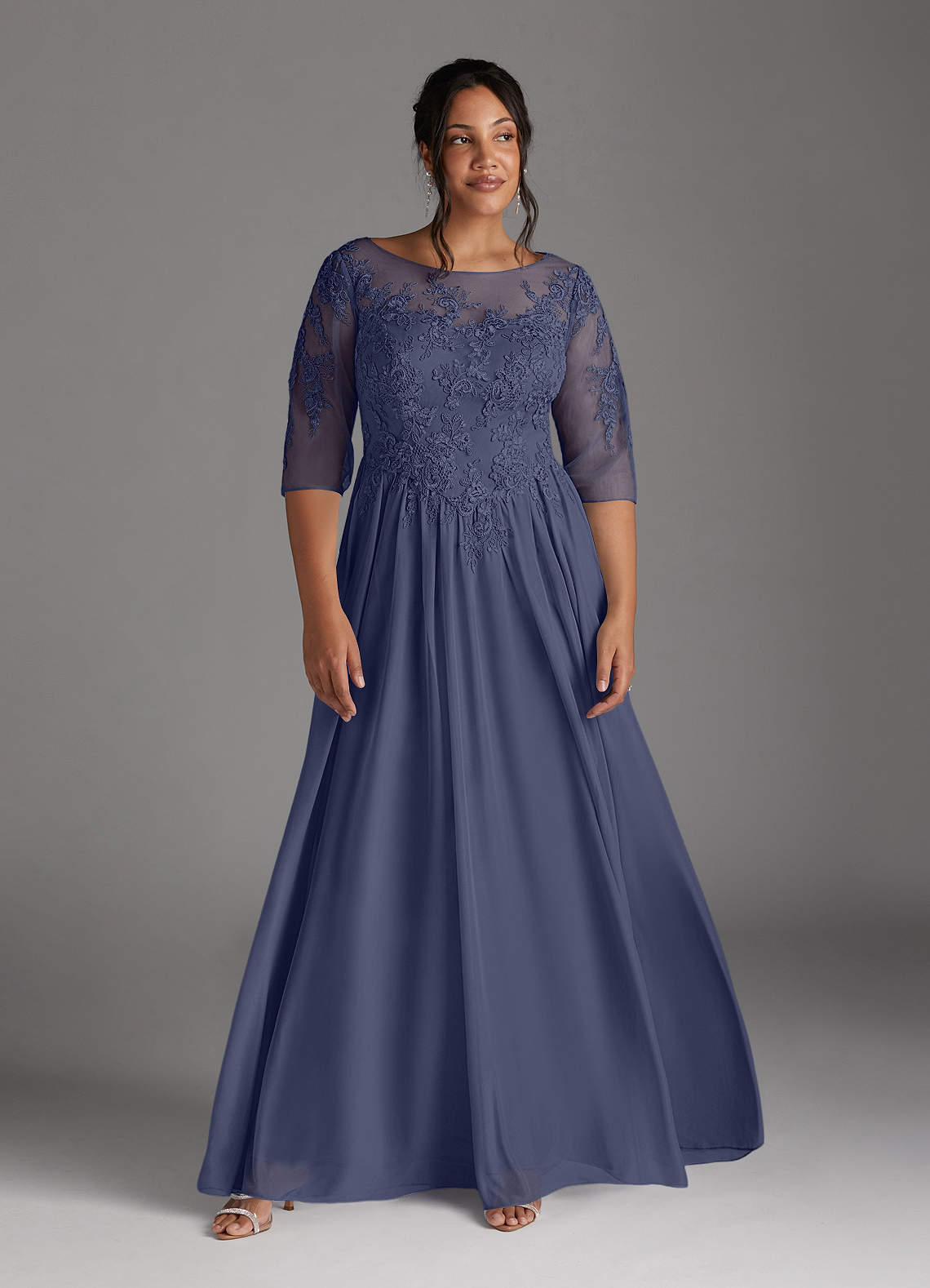 Azazie Harriet Mother of the Bride Dresses Stormy A-Line Scoop lace Mesh Dress image8