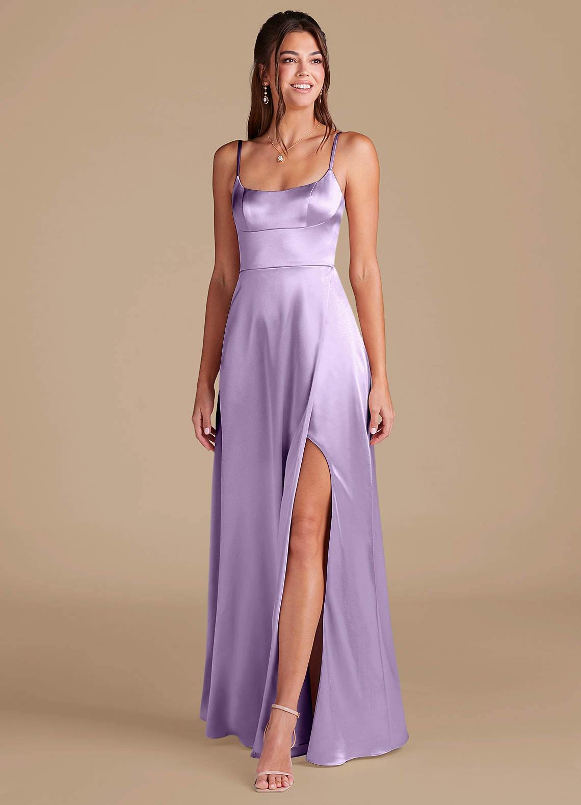 knee length dresses for ladies Lilac Satin Long Sleeve Mini Dress – TFIT SHOP main image 1