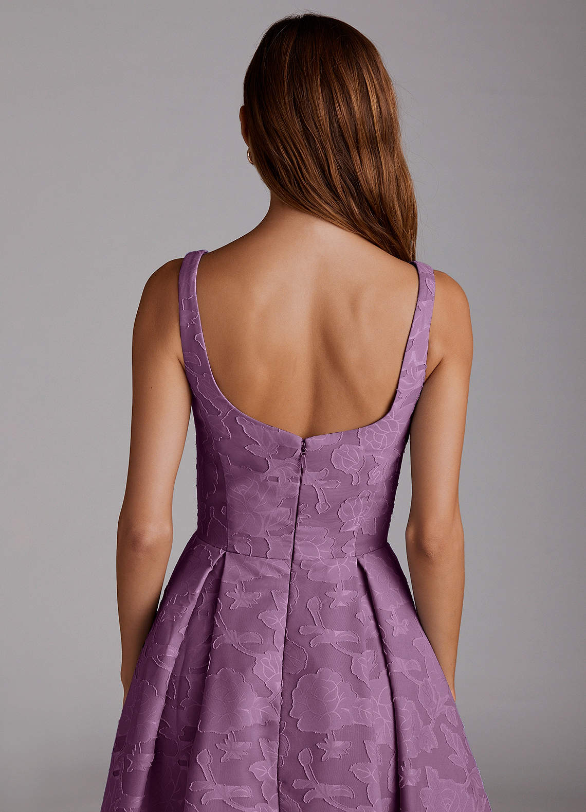 Azazie Amalie Bridesmaid Dresses Wisteria A-Line Pleated Floral Burnout Dress image5