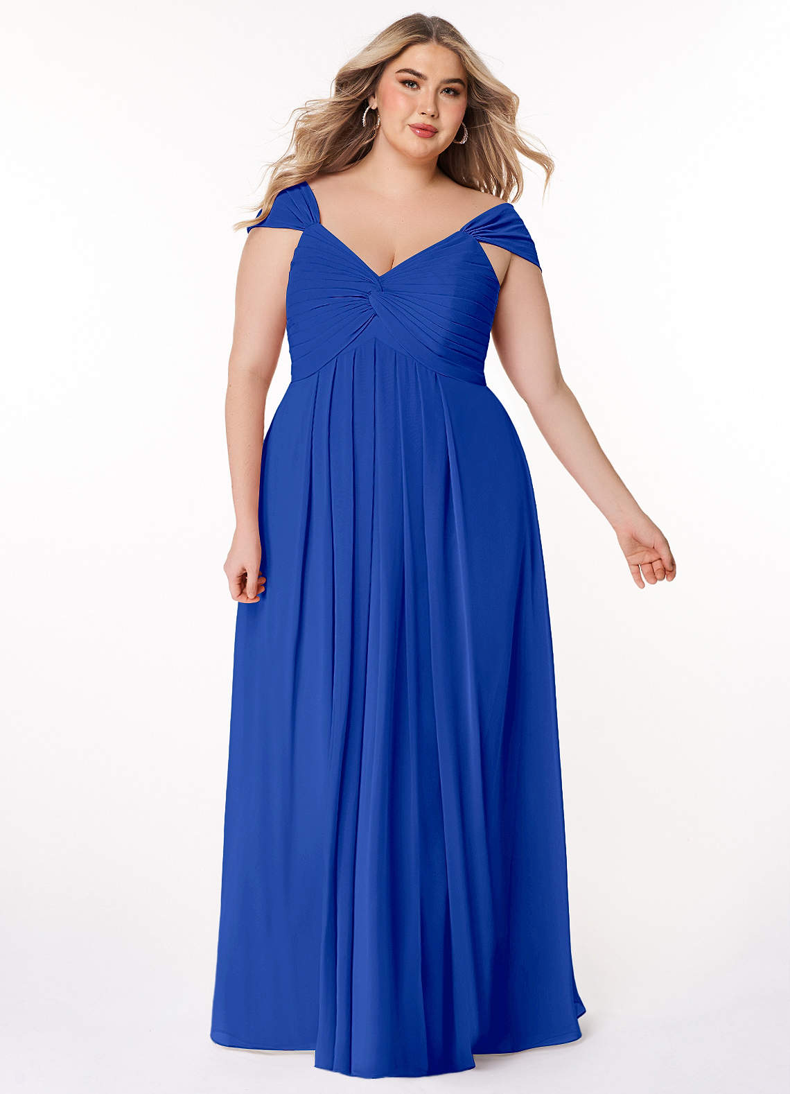 Azazie Kaitlynn Bridesmaid Dresses Royal Blue Empire Ruched Chiffon Convertible Dress image1