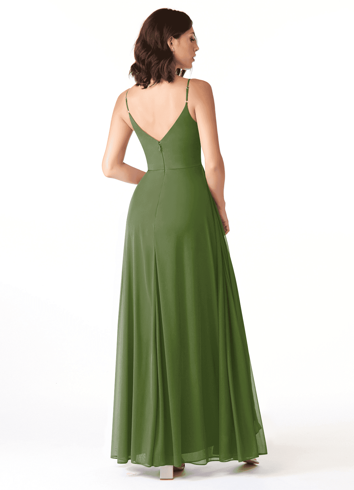 mesh long style your way bridesmaid dress Azazie Evalin Ready to Ship Agave Dresses olive green bridesmaid dresses