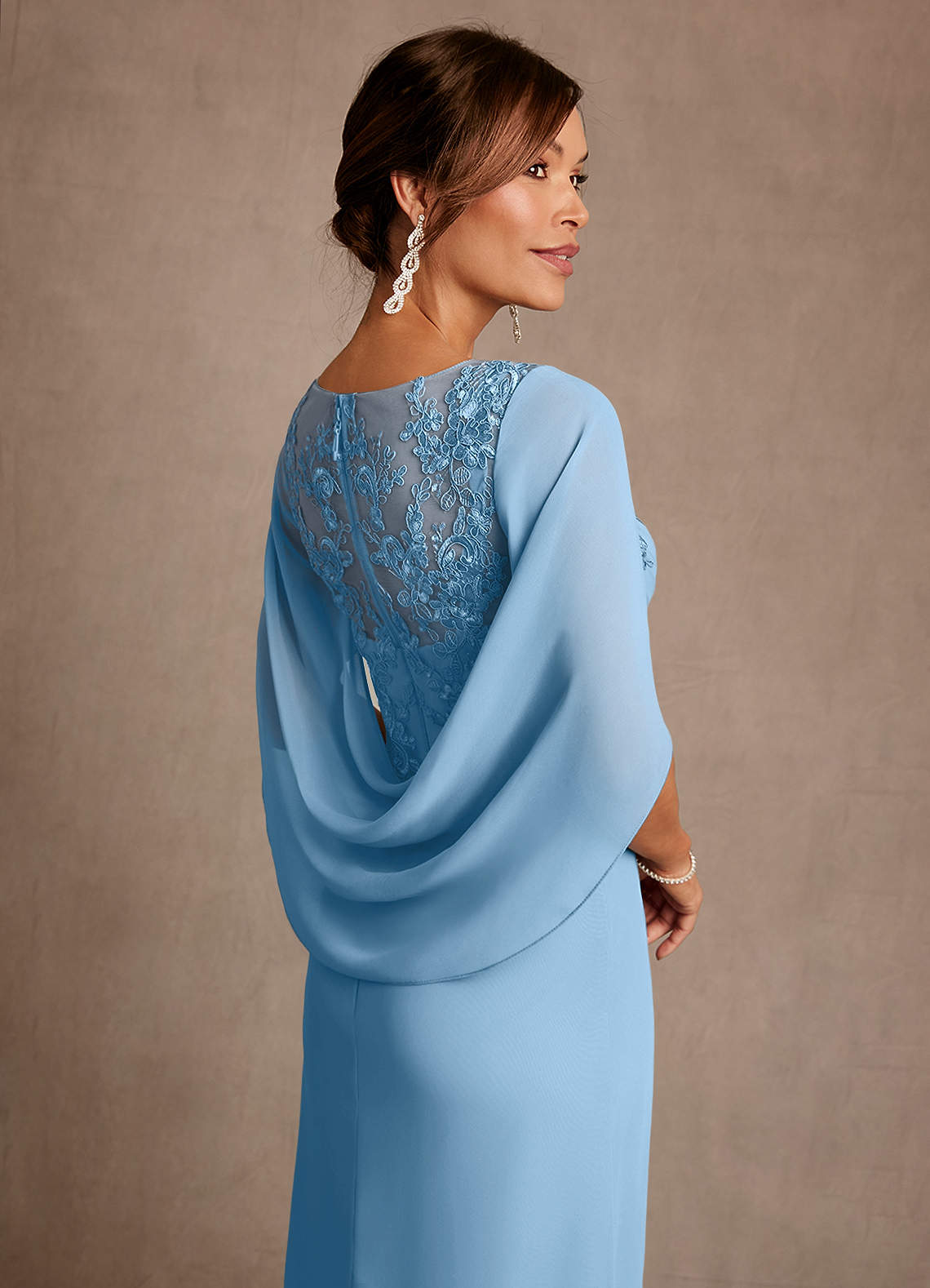 Azazie Santa Clara Mother of the Bride Dresses Steel Blue A-Line Lace Dress image5
