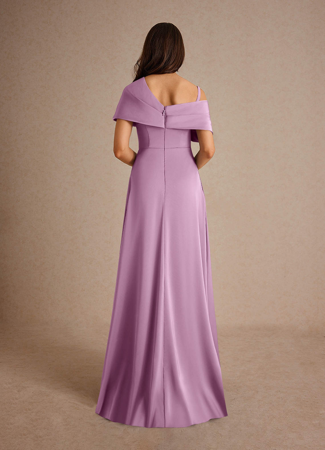 Azazie Milton Mother of the Bride Dresses Wisteria A-Line Pleated Stretch Satin Dress image3