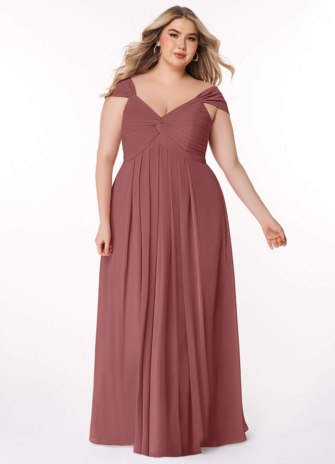 Azazie Kaitlynn Abiti da Damigella Abito Convertibile Impero in Chiffon Increspato Ametista image1