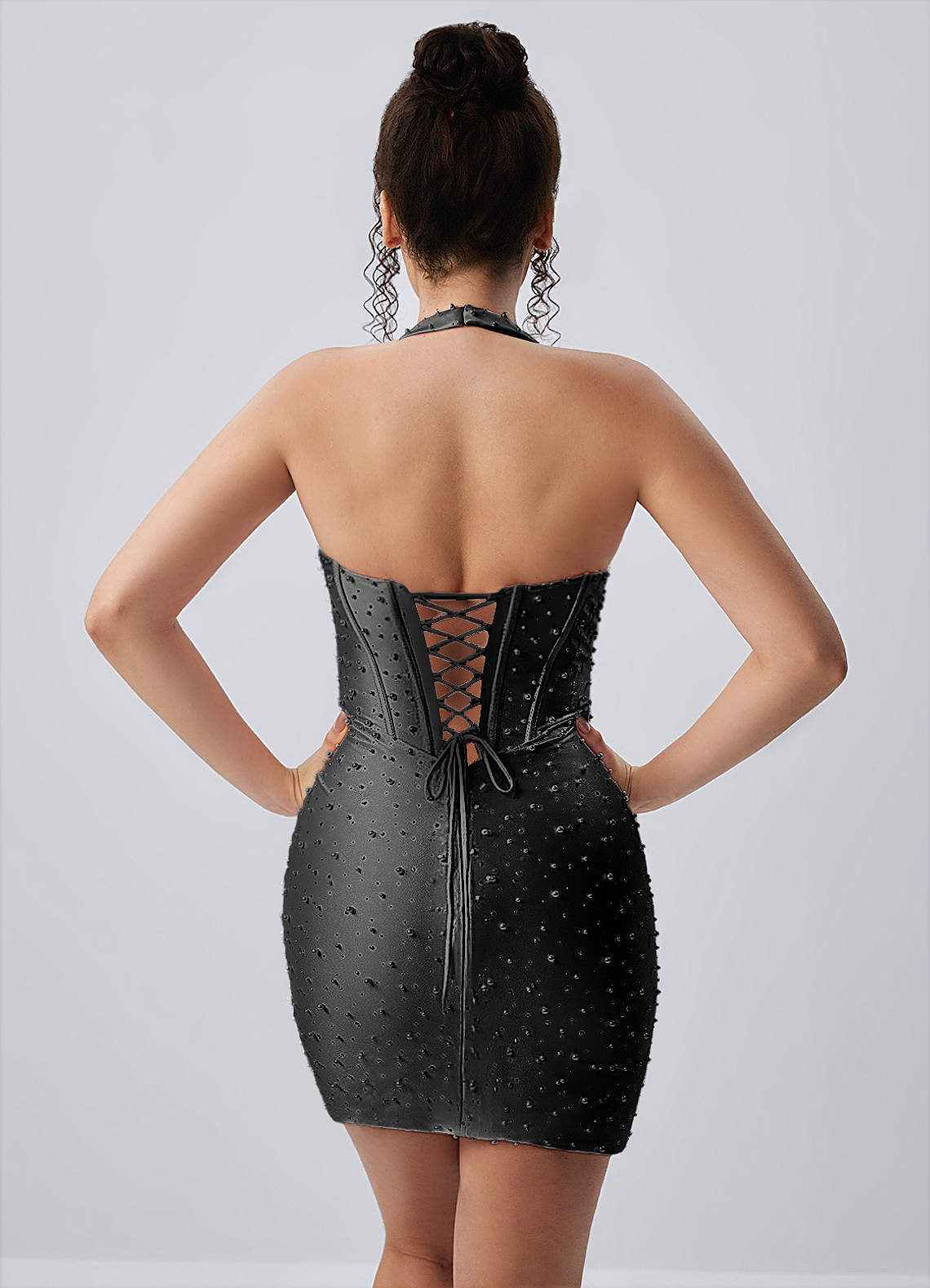 halter corset mini dress Lacy Halter Corset Mini Dress