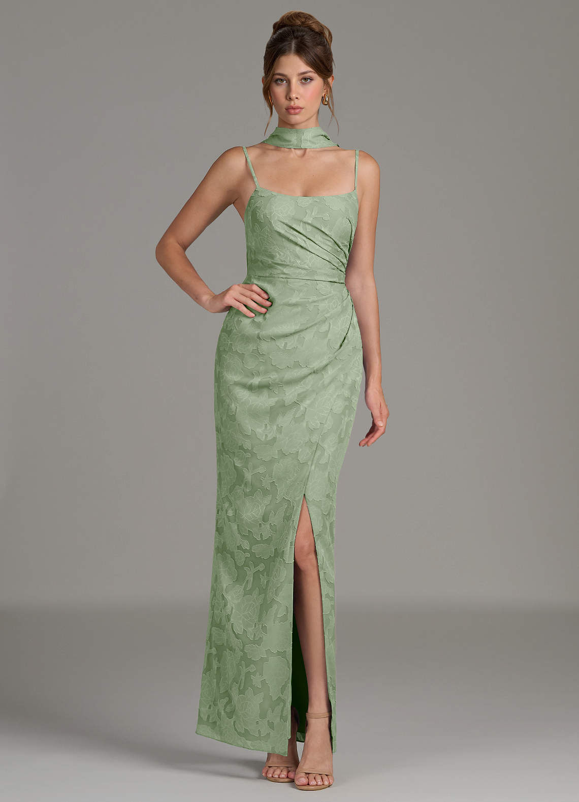 sage floral bridesmaid dresses Harmony Maxi Dress sleeveless sleeves Zapaka Women Sage White Flower
