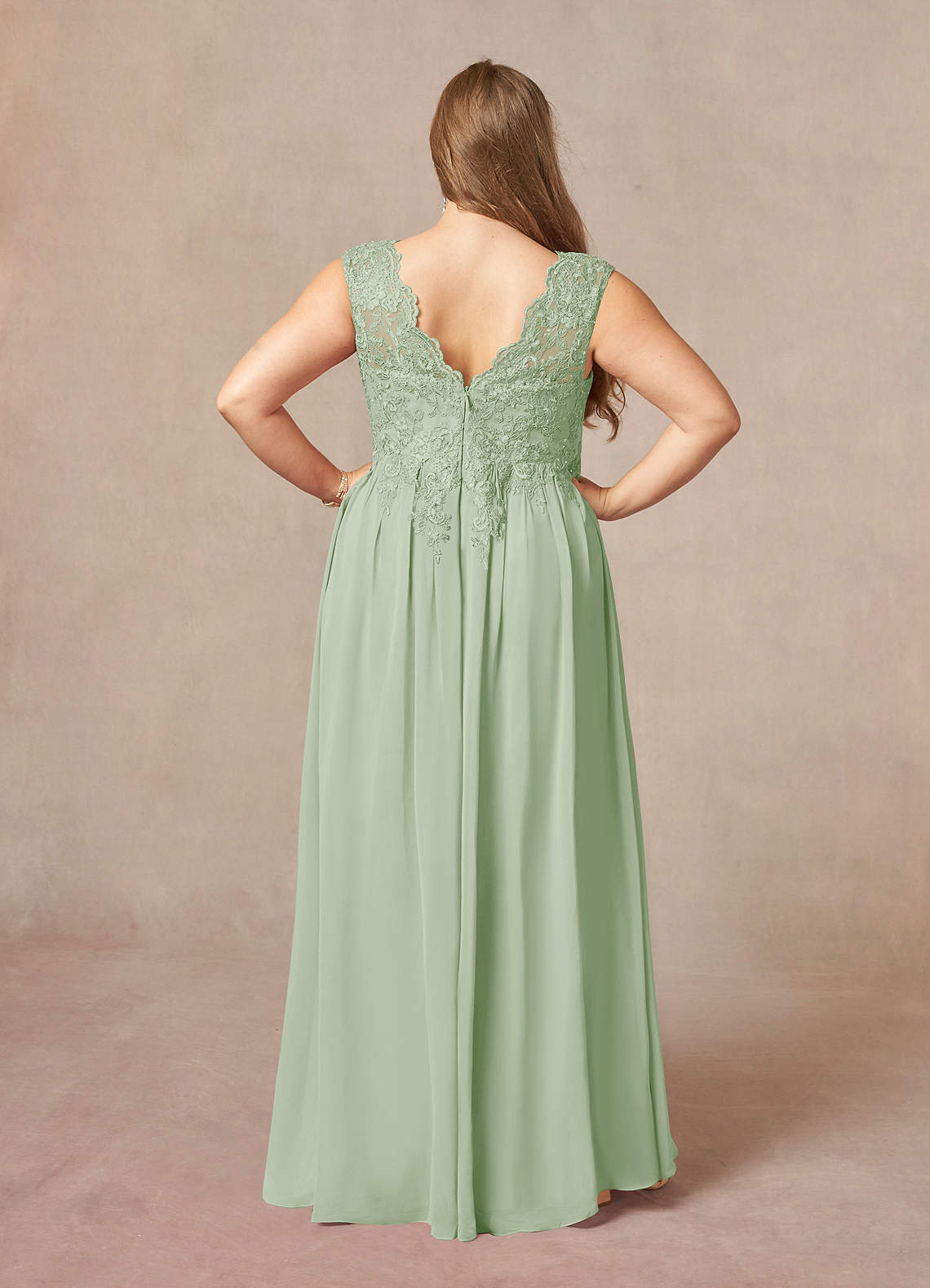 Azazie Amethyst Dusty Sage ALine VNeck Sequins Chiffon Dress Mother