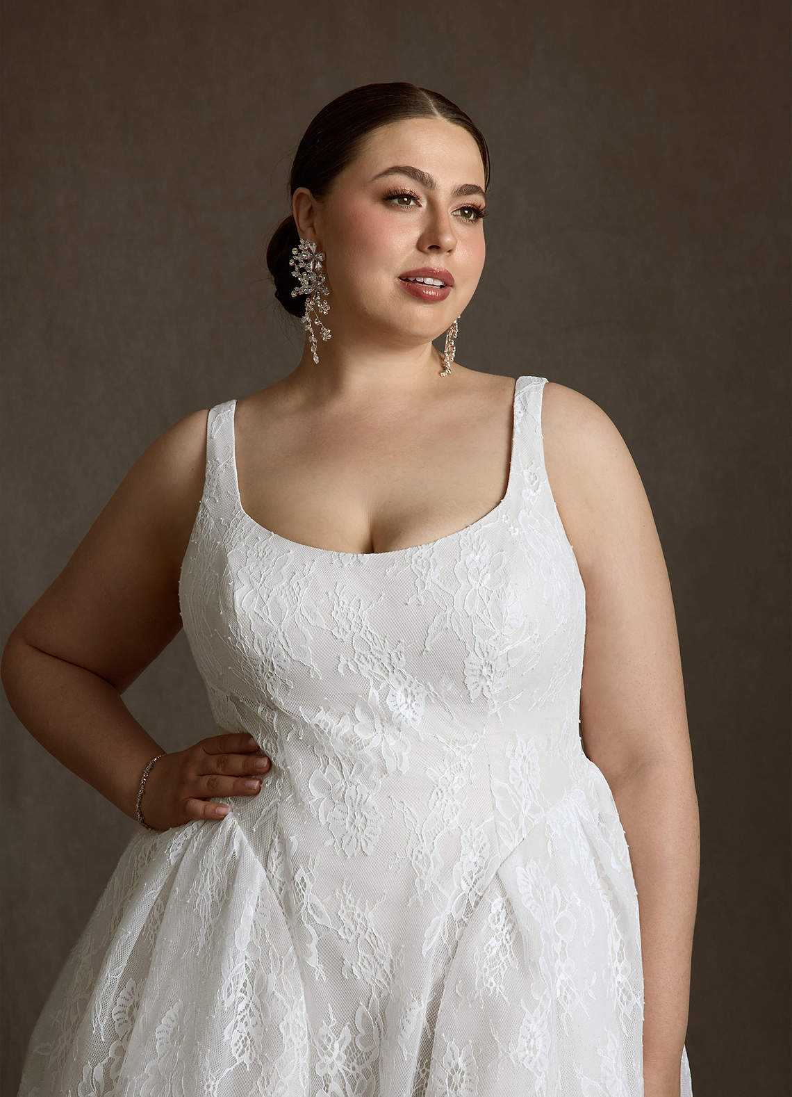 Azazie Dawn Wedding Dresses Diamond White A-Line Lace Dress image8