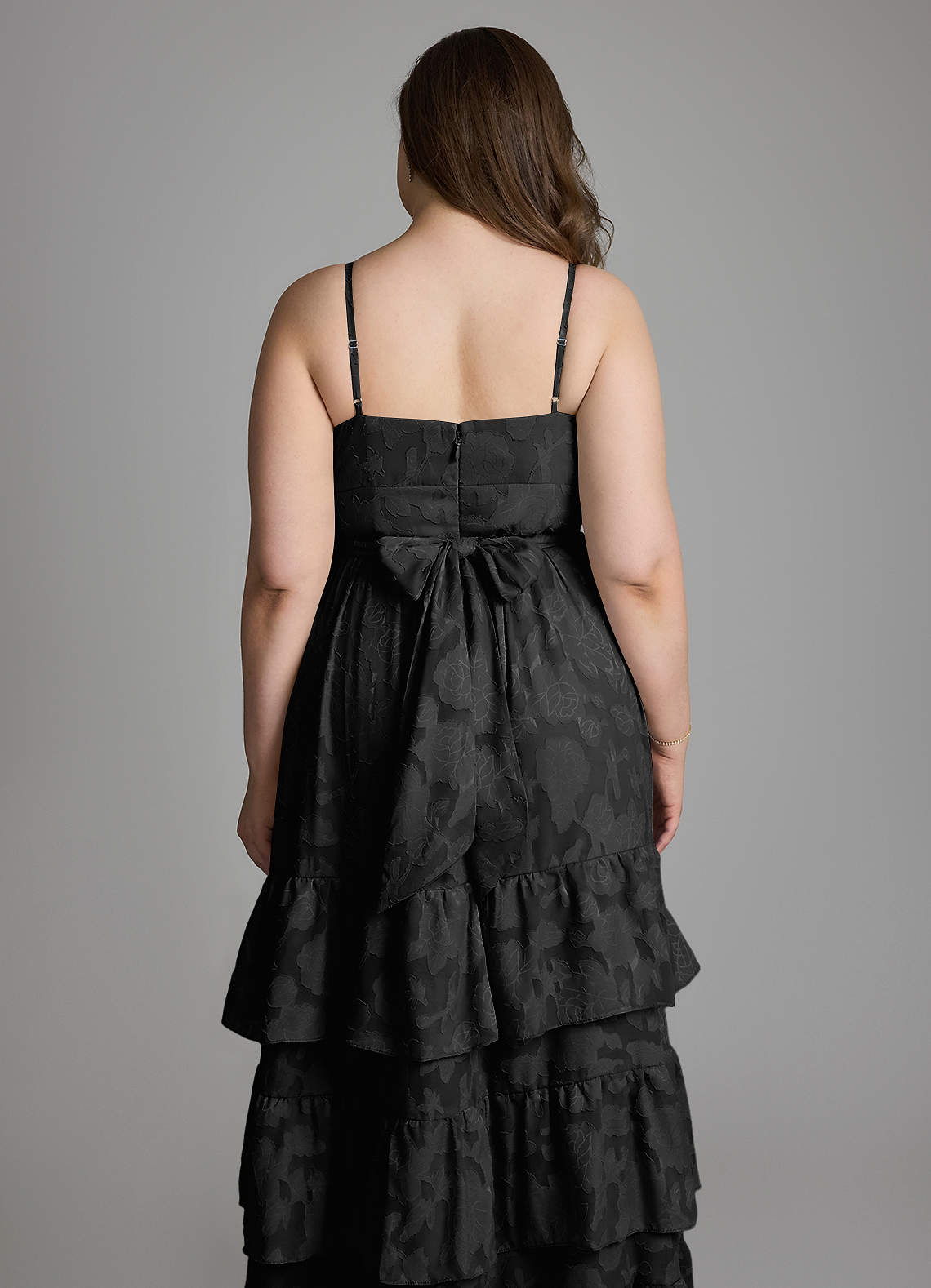 Azazie Nathalia Bridesmaid Dresses Black A-Line Bow Floral Burnout Dress image15