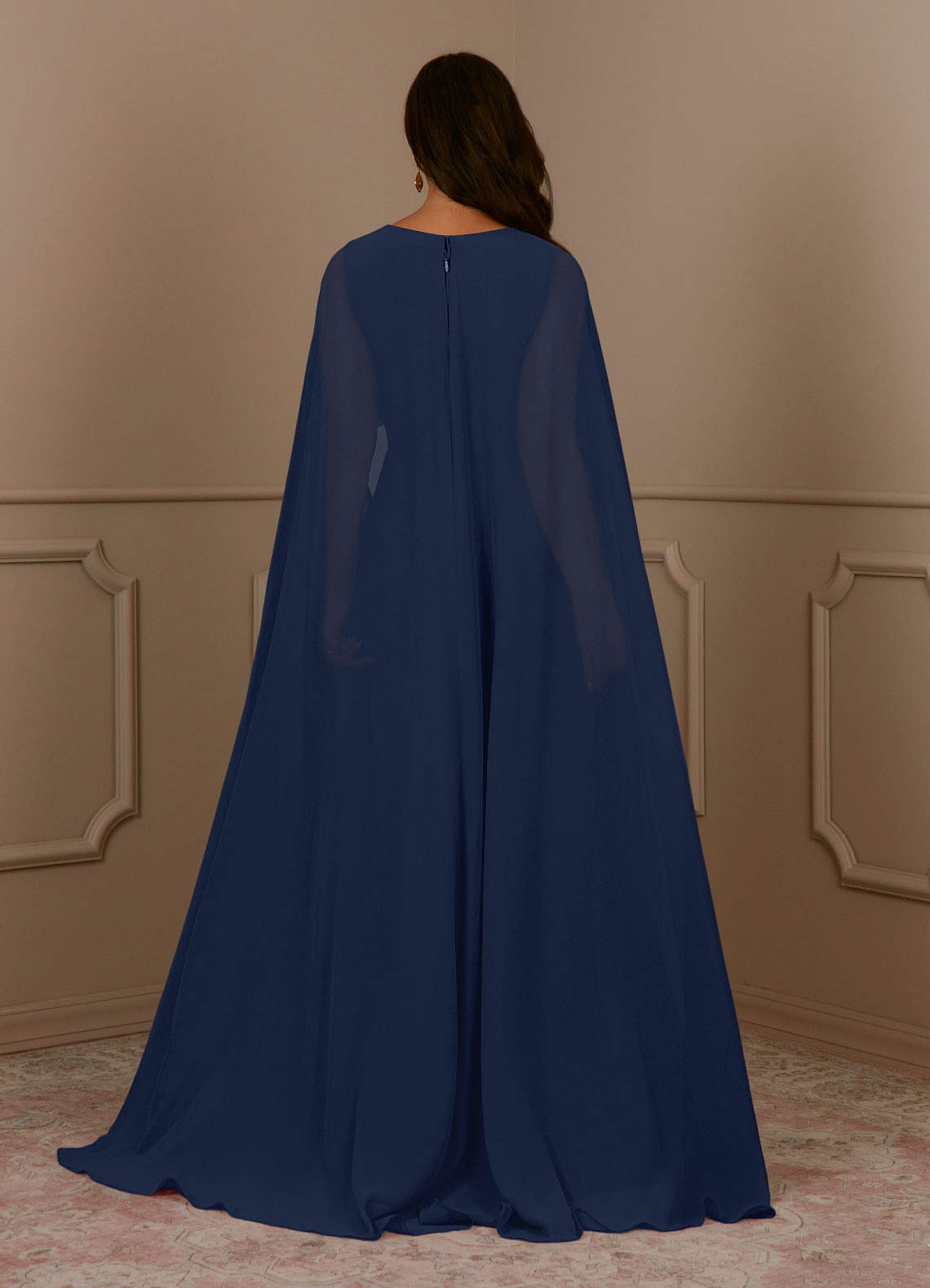 Navy chiffon cape hotsell