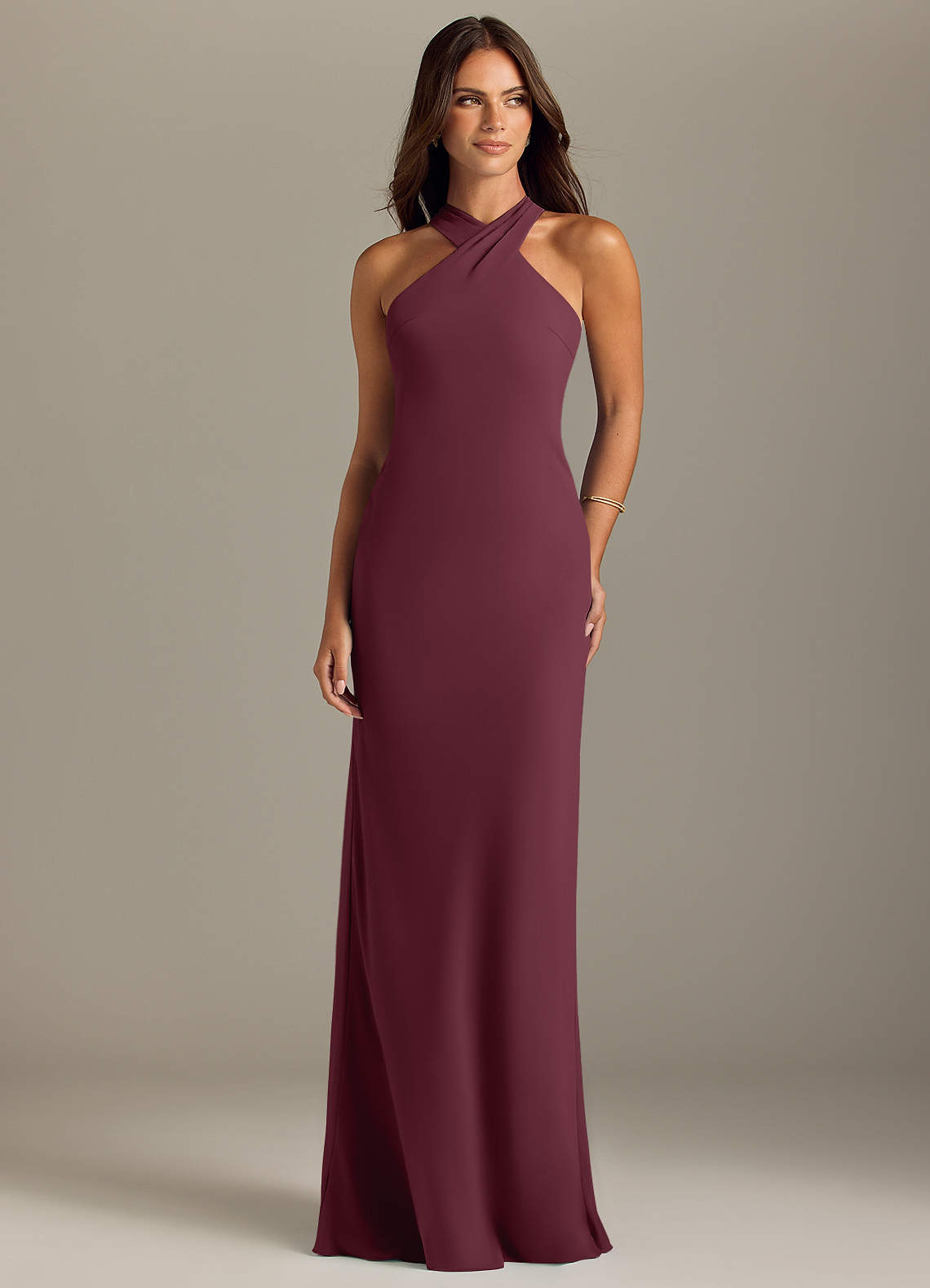 Azazie Doretta Bridesmaid Dresses Cabernet Mermaid Pleated Chiffon Dress image1