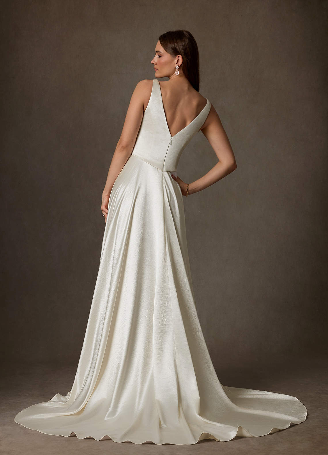 a line square neck white dress 44332: Square Neck Mikado A-Line Bridal Gown with Bow Detail