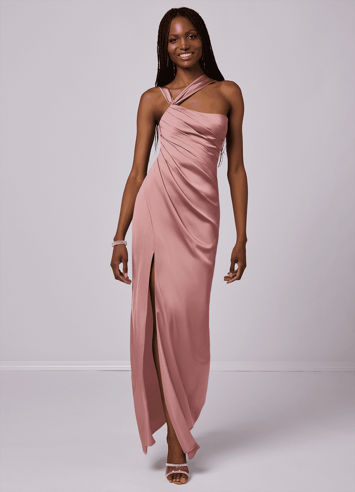 Barbie ♥ Azazie Bridesmaid Dresses Mermaid One Shoulder Stretch Satin Floor-Length Dress image1