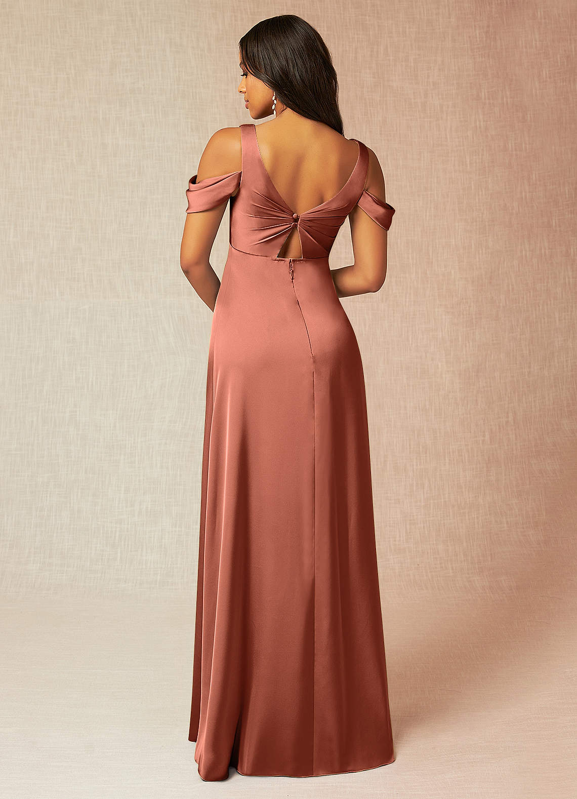 Azazie Rhea Maternity Bridesmaid Dresses A-Line Off-The-Shouler Pleated Stretch Satin Floor-Length Dress image1