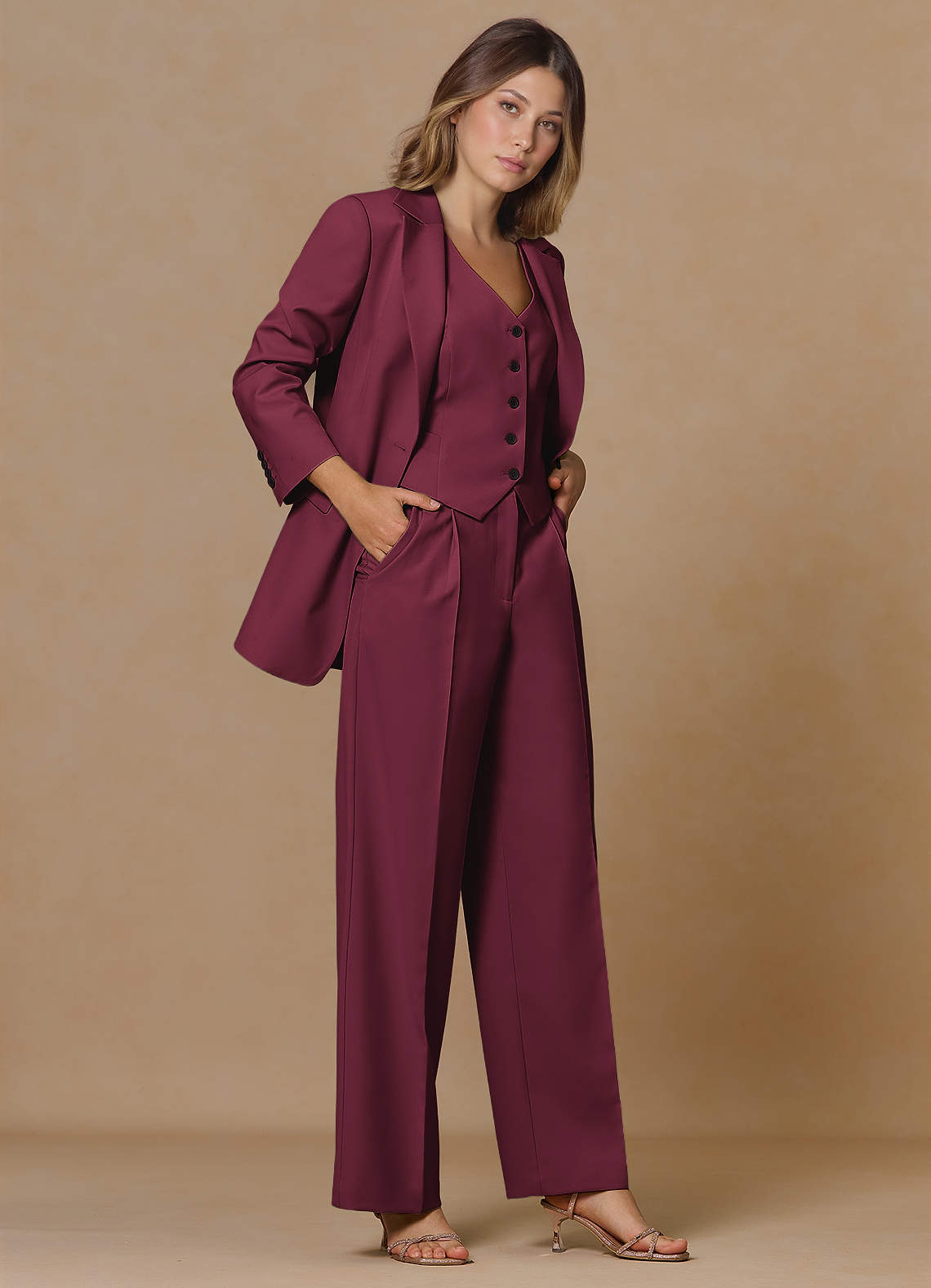 front Rowan Burgundy Refined Weave Performance blazer