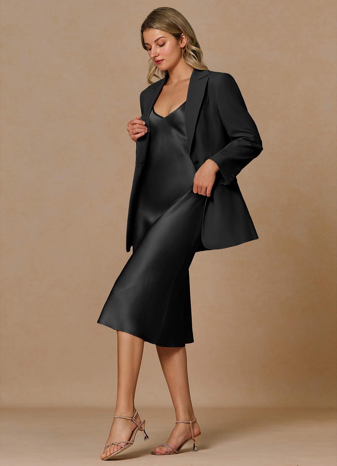 front Margaret Black Cotton Linen Blend Blazer