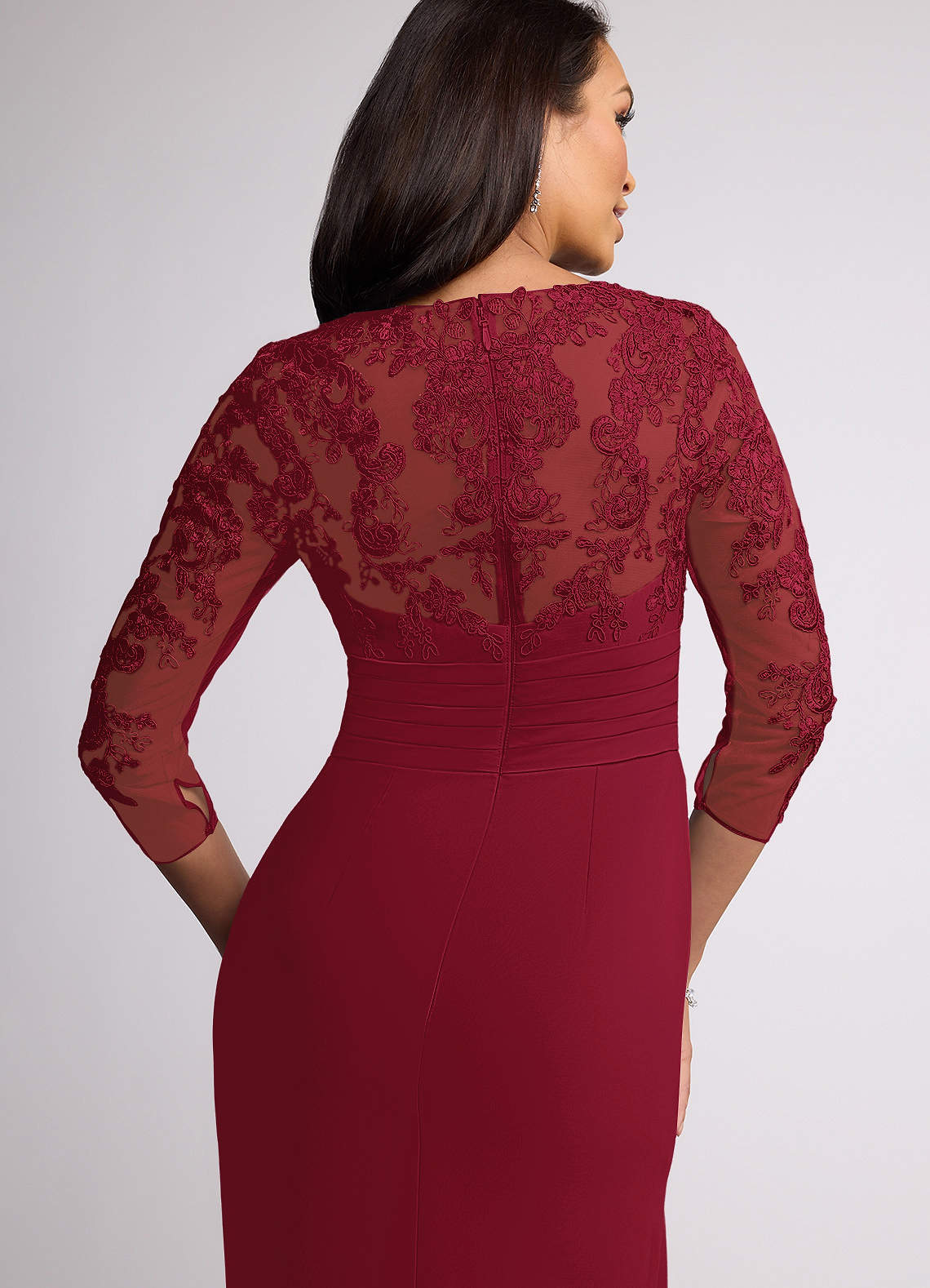 burgundy and cream lace dress GUIPURE LACE AND TAFFETA SILK LINED DRESS IN RED | CULT MIA