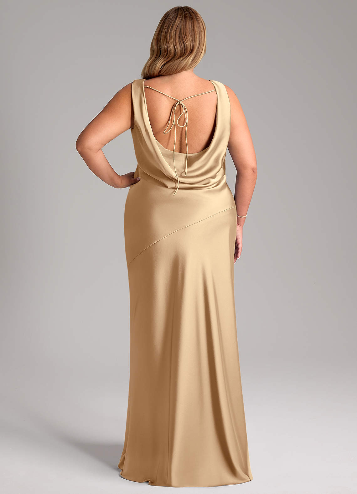 Azazie Rylina Bridesmaid Dresses Champagne Mermaid Stretch Satin Dress image7