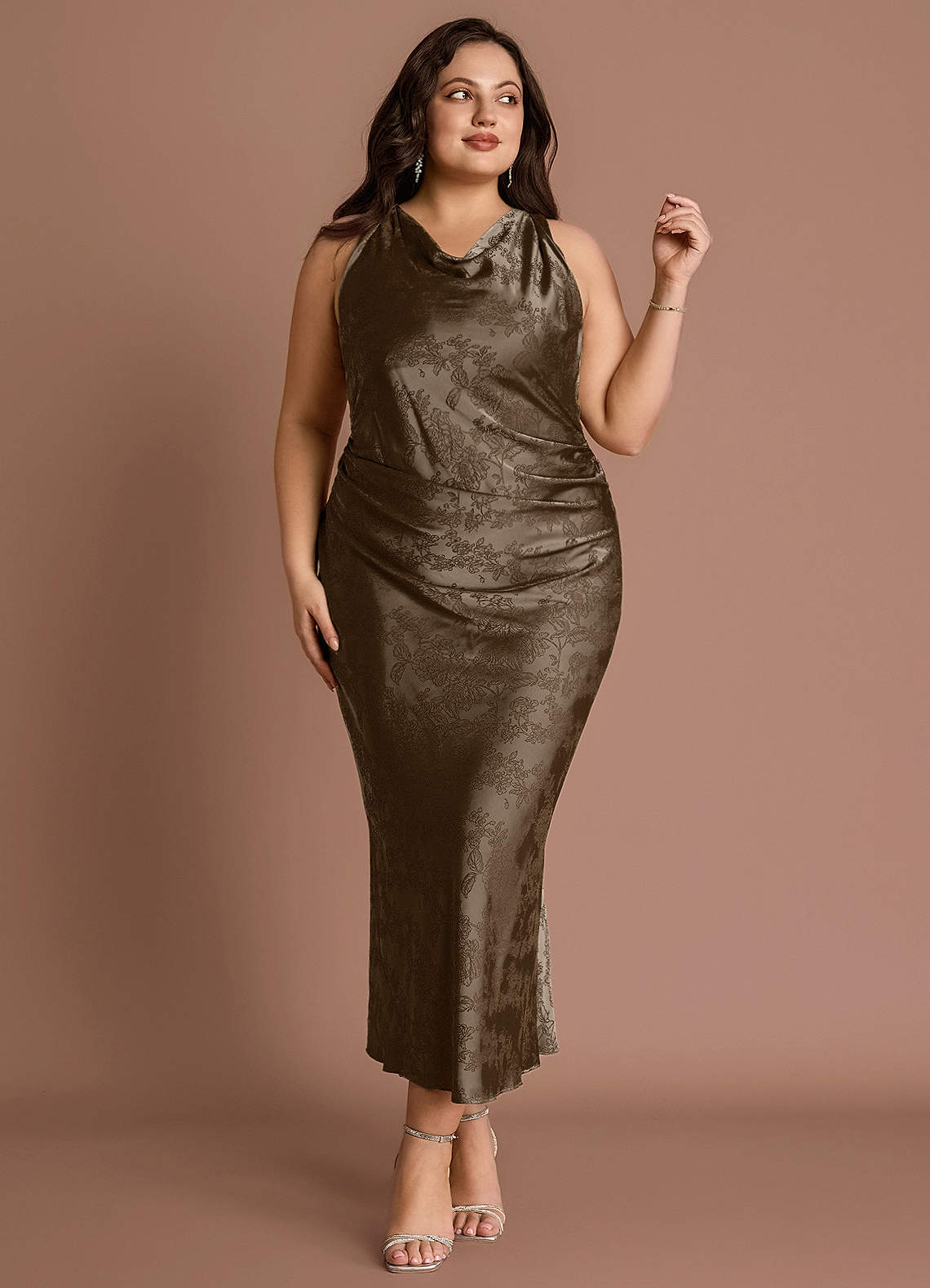 Elena Coffee Brown Maxi Dress image1