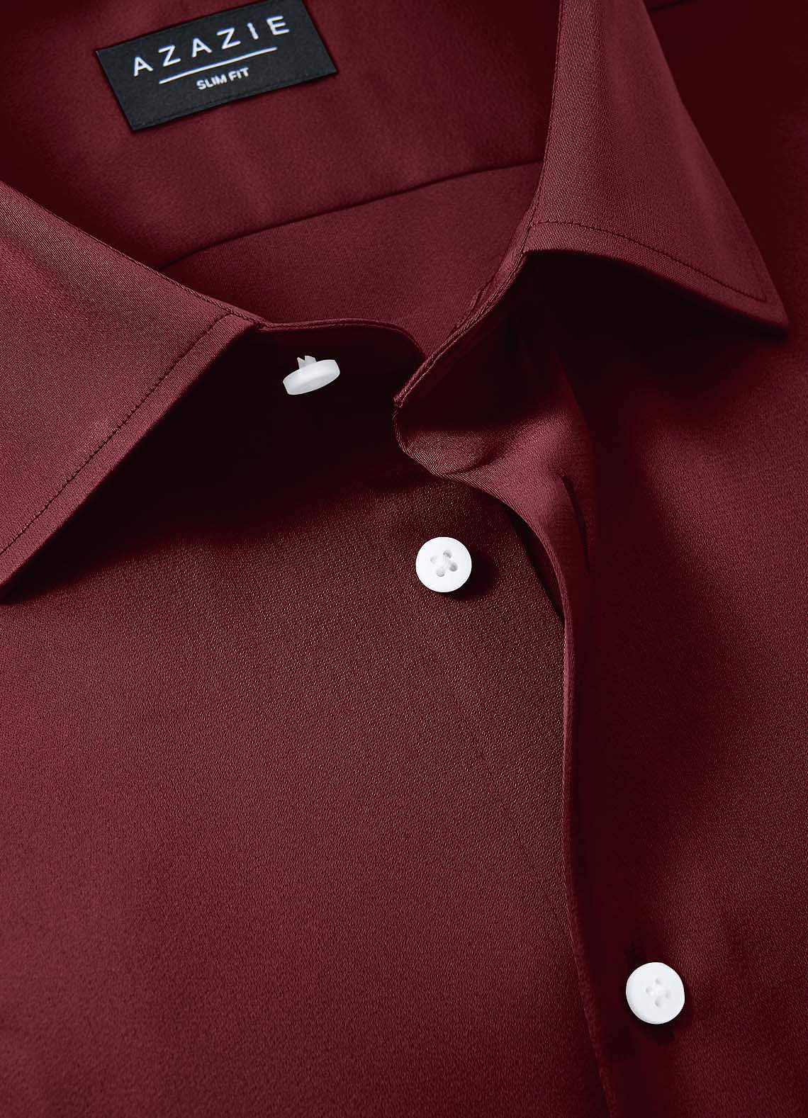 front Julian Cabernet Stretch Satin Dress Shirt