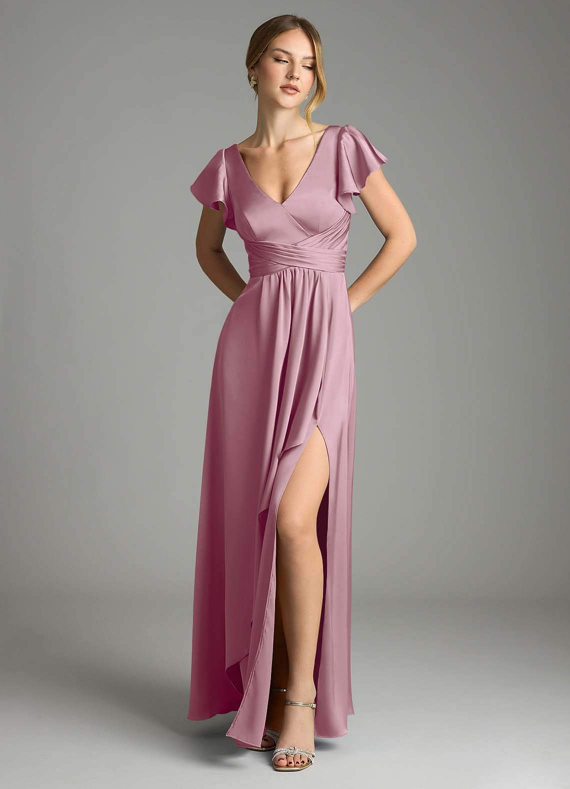 mauve silk bridesmaid dresses Azazie Omari there elegance that feels