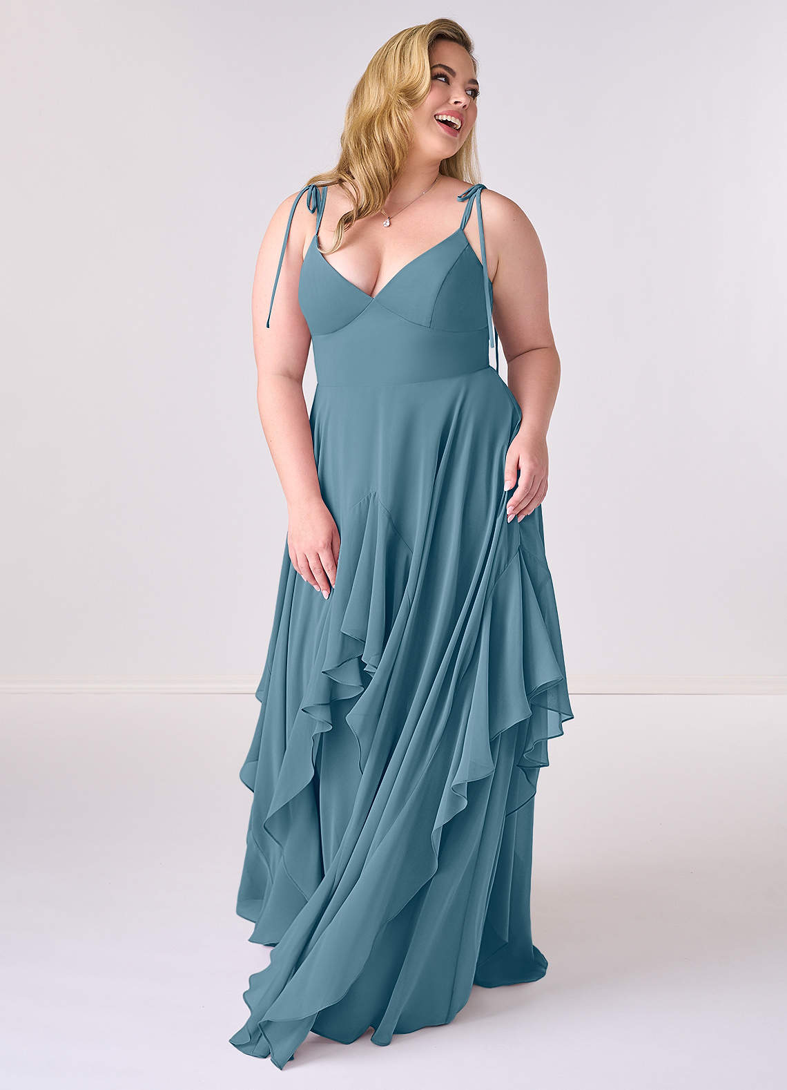Barbie ♥ Azazie Bridesmaid Dresses V-neck Chiffon Tiered A-line Dress image7