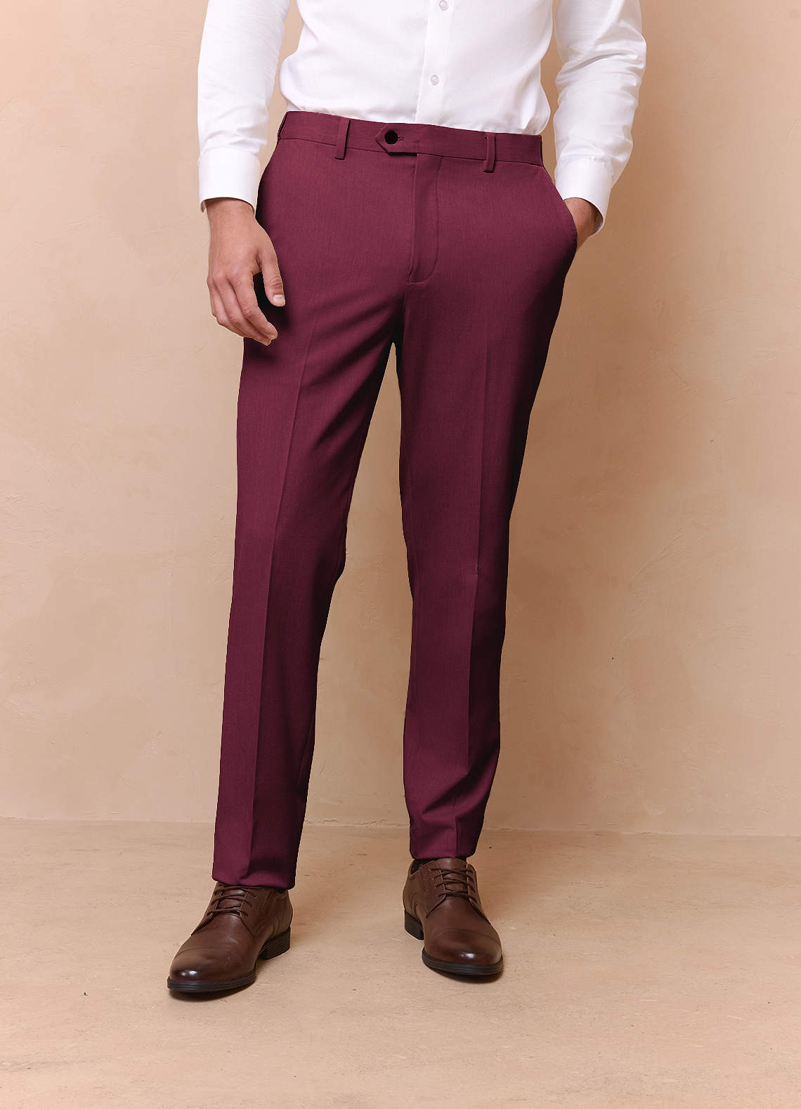 front James Burgundy Structured Stretch Dress Pants