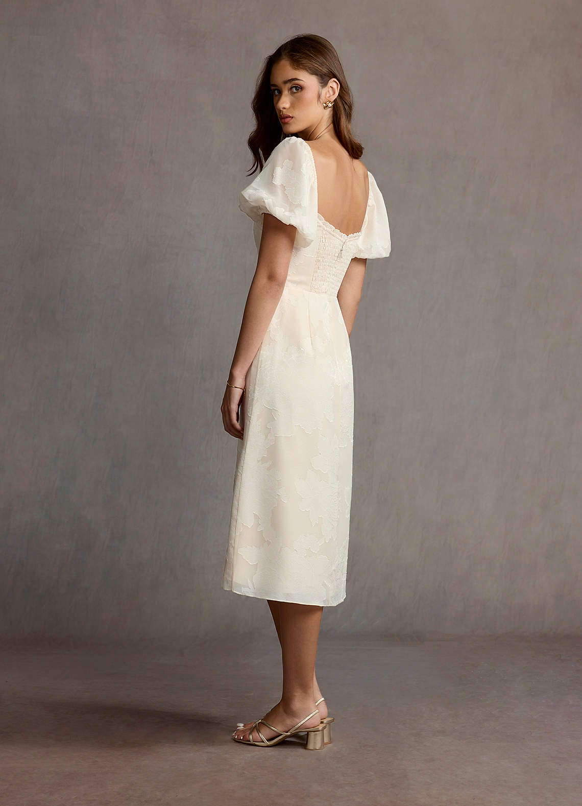 Misha Champagne Midi Dress Ready to Ship | Azazie