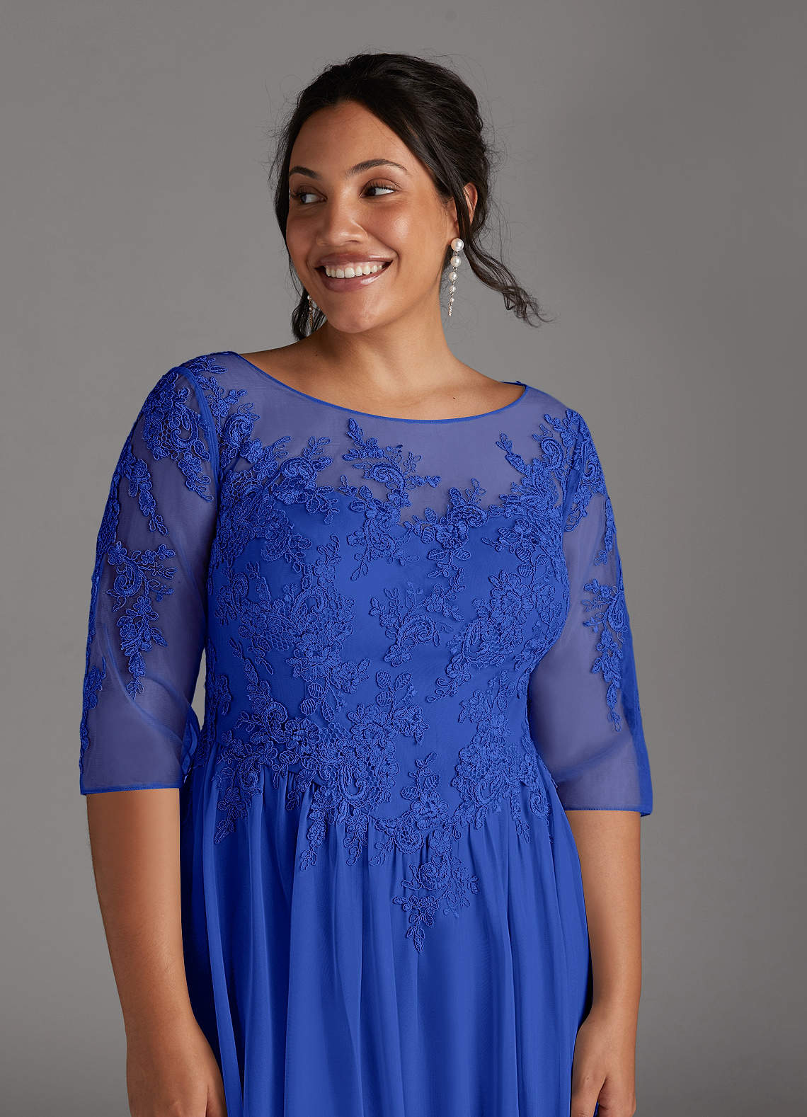 royal blue lace long sleeve prom dress Gorgeous Royal Blue Long Sleeves Prom Dress Mermaid Long With Sequins main image 0