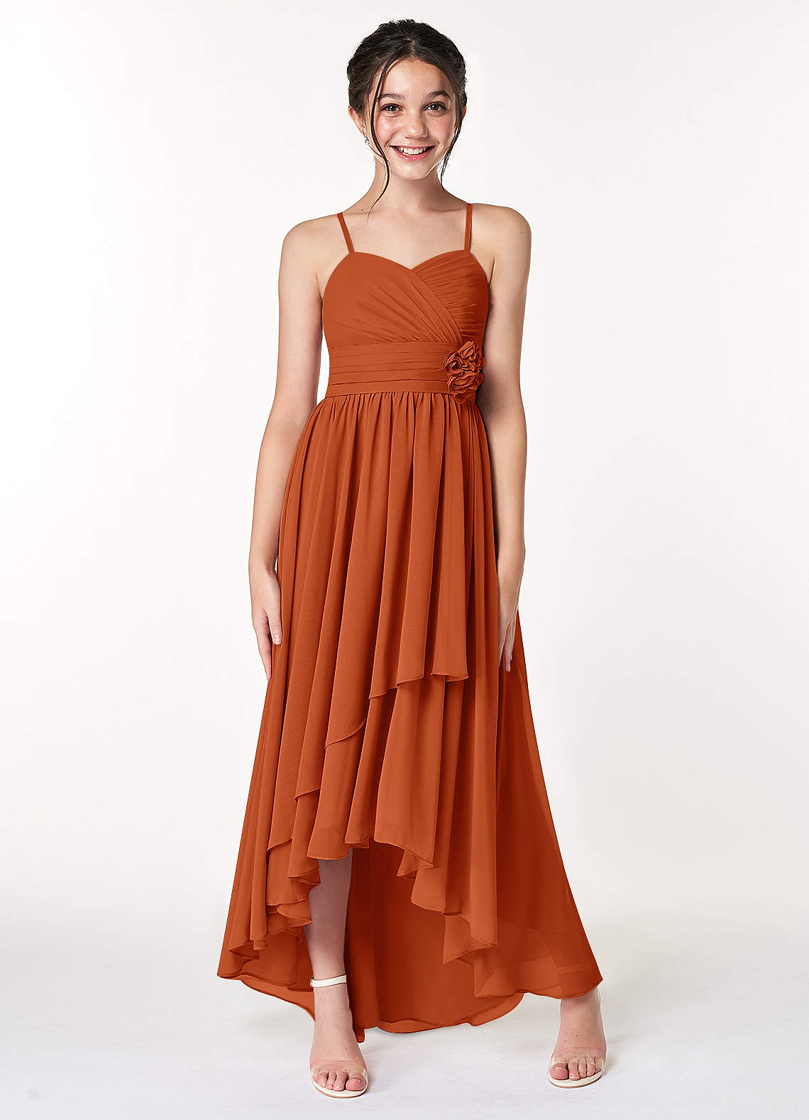 Azazie Catalina Junior Amethyst A-Line Ruched Chiffon Dress image3