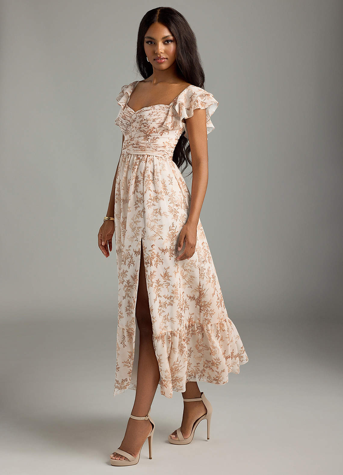 Azazie A-Line Sweetheart Ballerina-Length Chiffon Bridesmaid Dresses - Pink Fern Floral