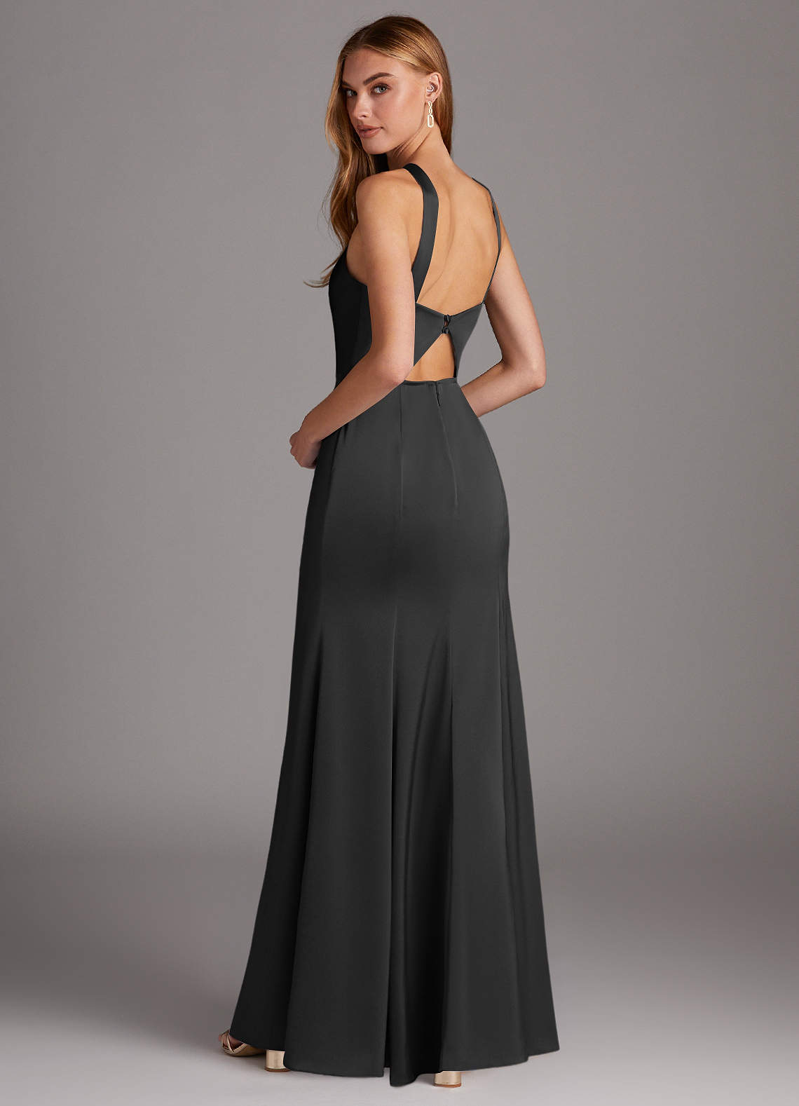 Azazie Elana Ready to Ship Black Stretch Satin Bridesmaid Dresses | Azazie