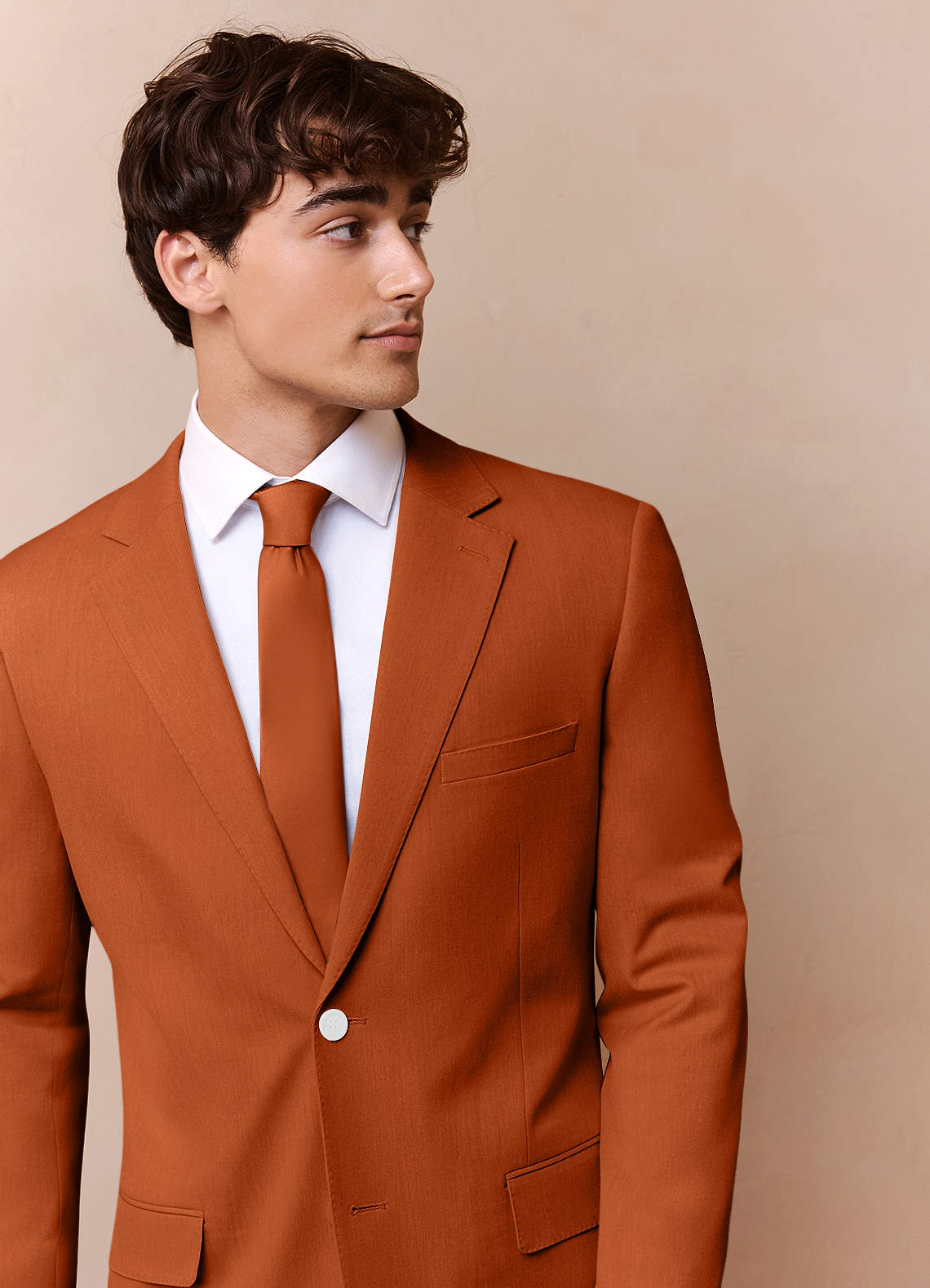 front James Burnt Orange Structured Stretch Suit Jacket