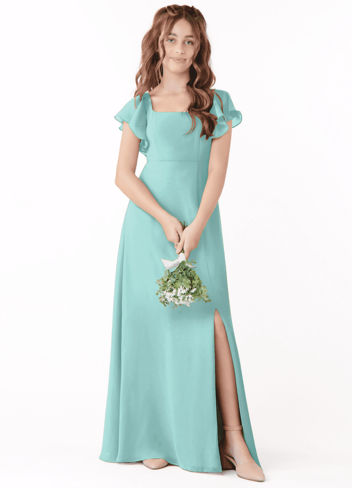 aqua junior bridesmaid dresses Azazie Bondi Flower girl