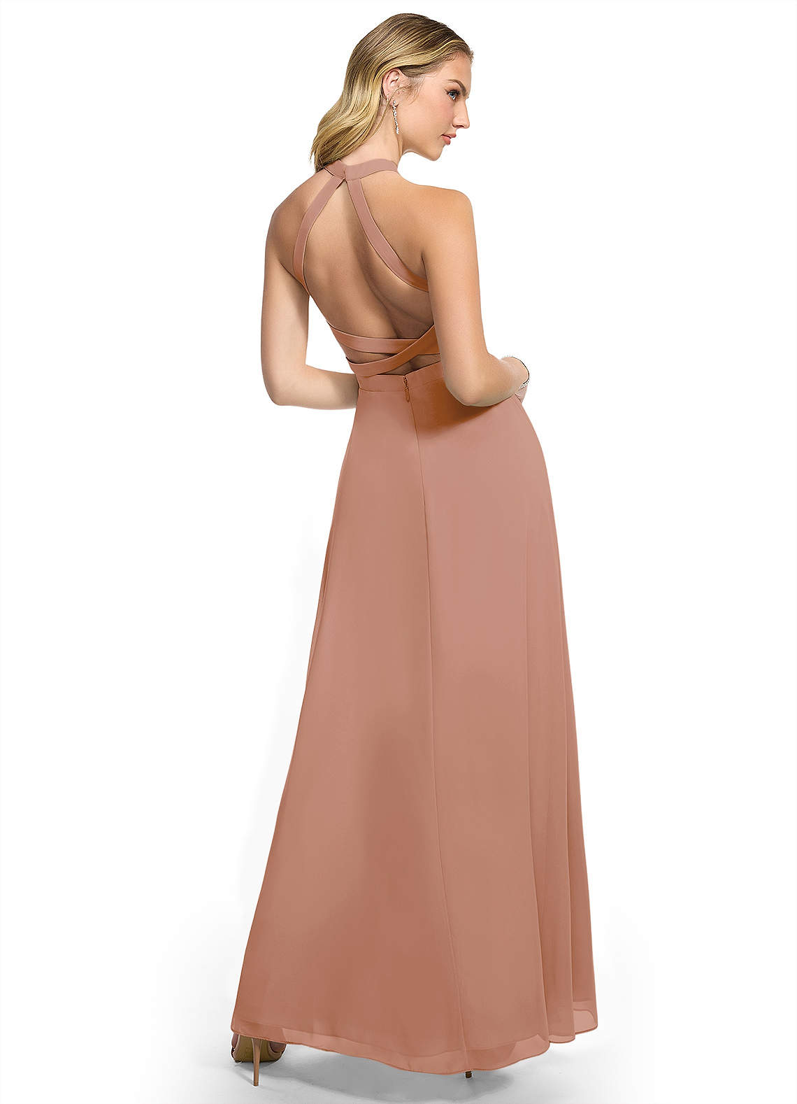 Azazie Clarice Champagne Rose Chiffon Bridesmaid Dresses | Azazie